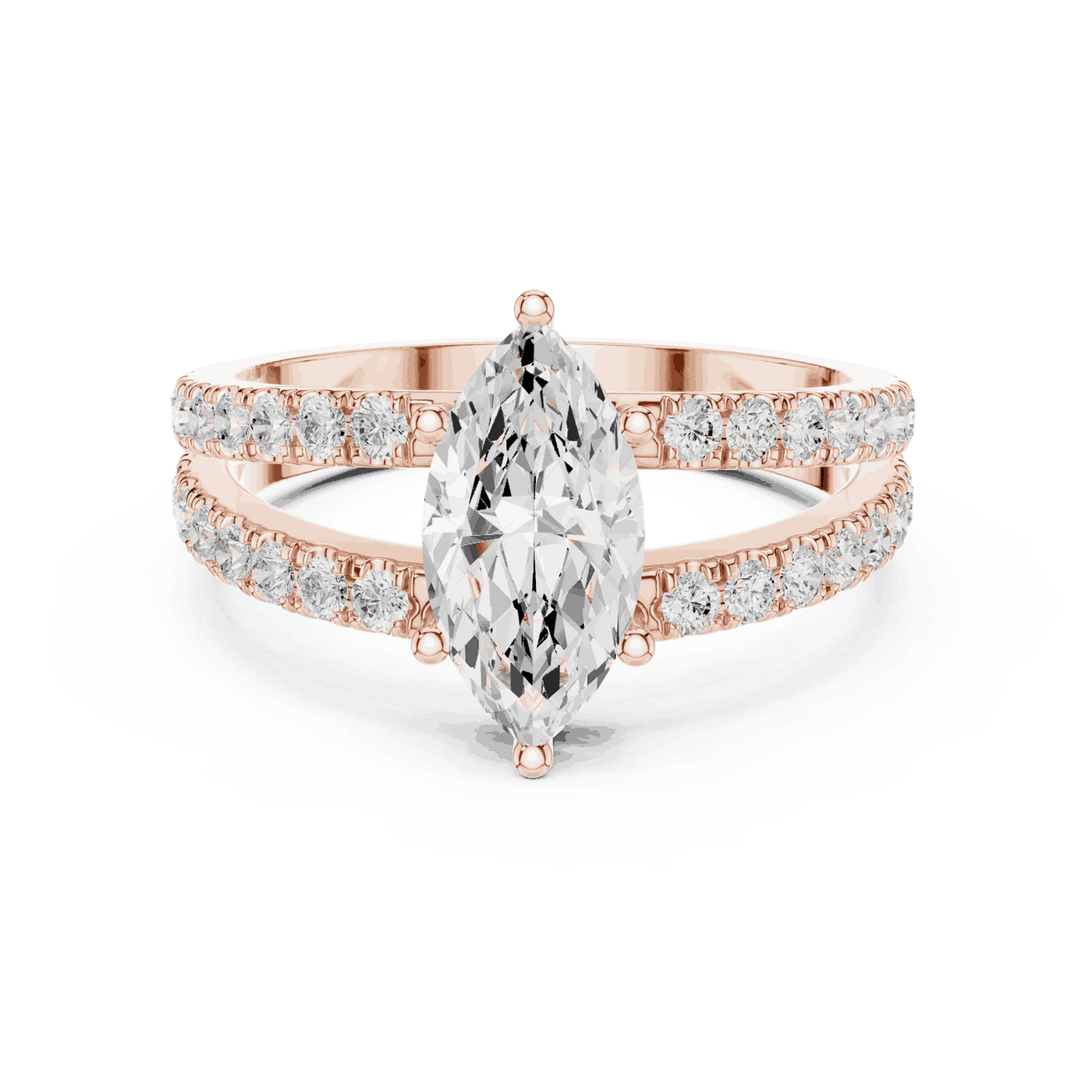 Marquise Lab Grown Diamond Ring with Split Pave Band