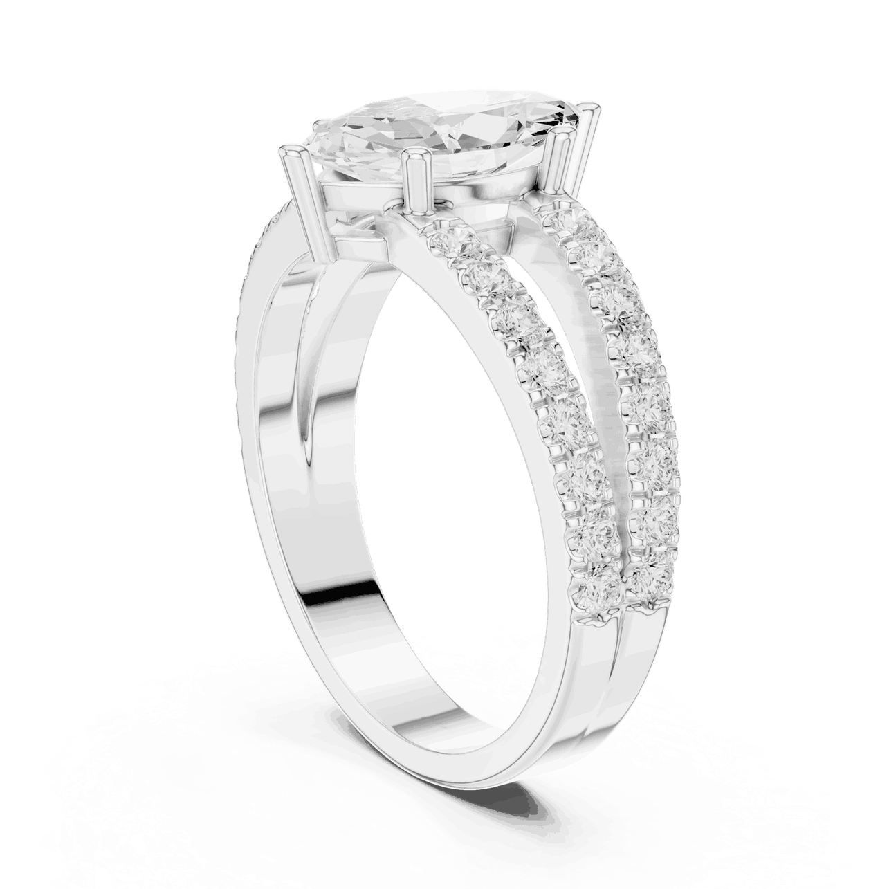 Marquise Lab Grown Diamond Ring with Split Pave Band