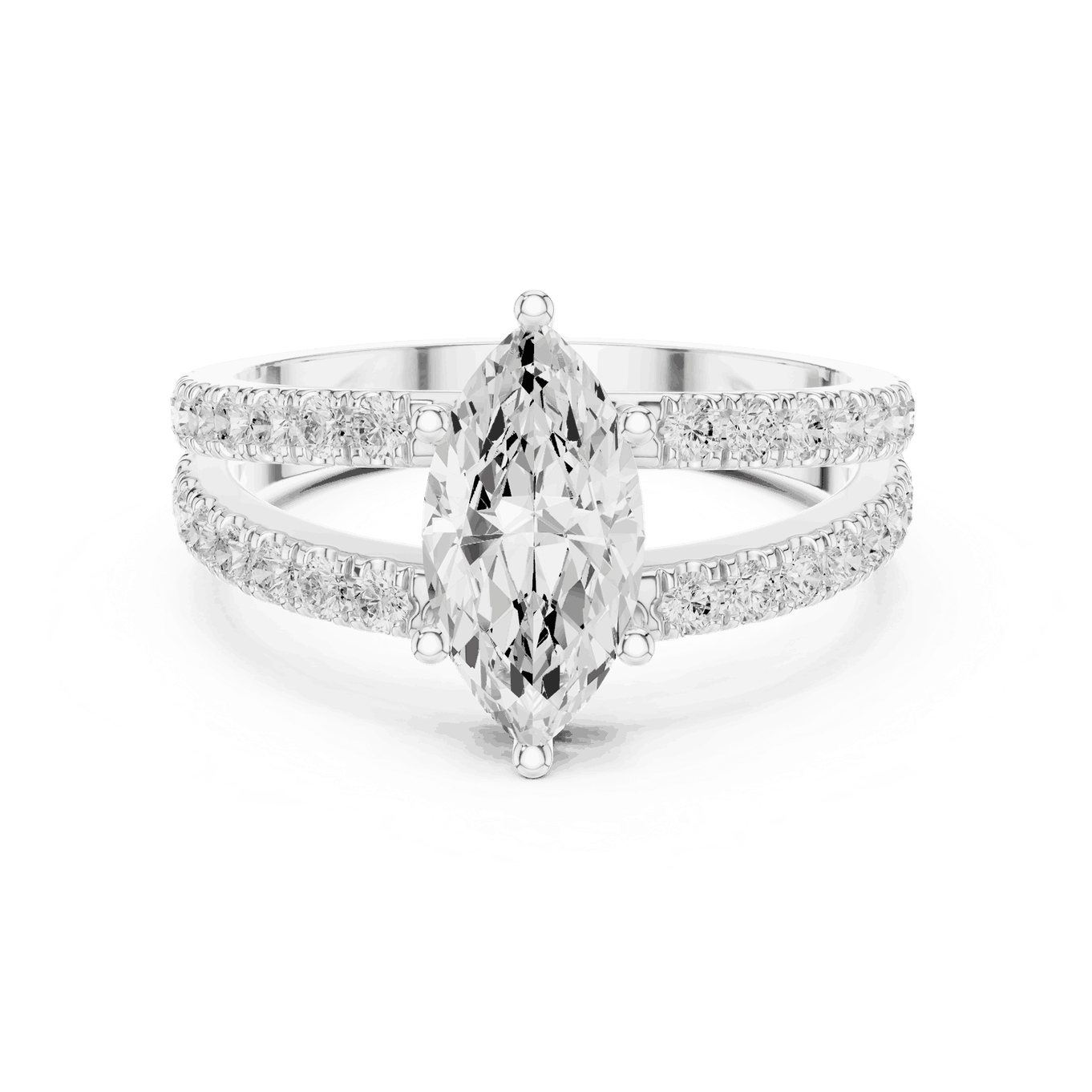 Marquise Lab Grown Diamond Ring with Split Pave Band