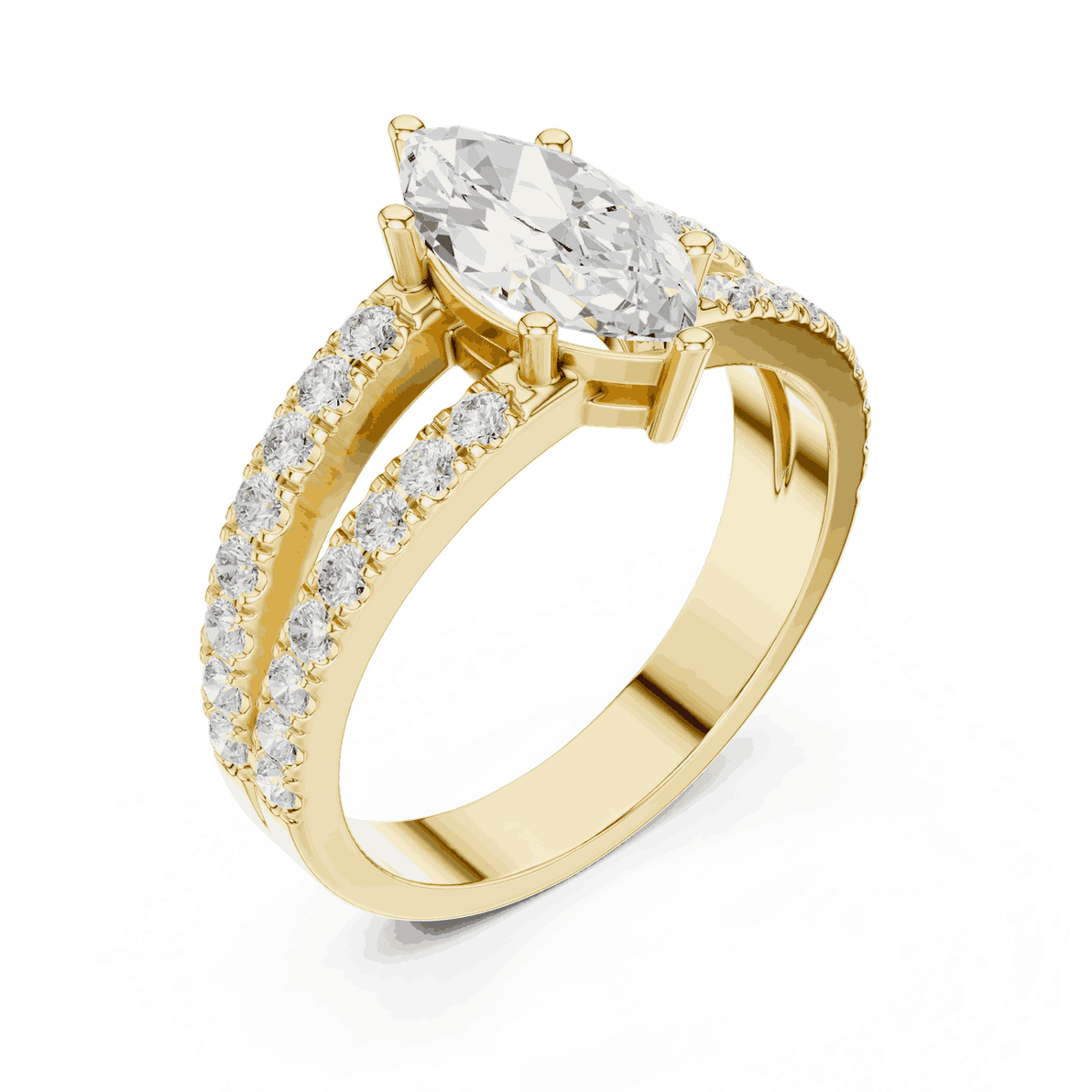 Marquise Lab Grown Diamond Ring with Split Pave Band