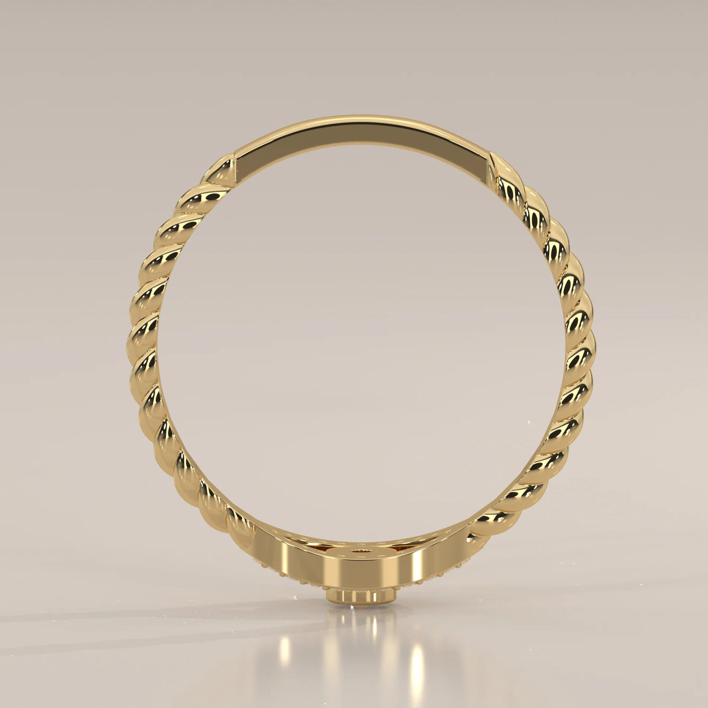 Front View: Round Diamond Ring with Twisted Setting in Yellow Gold – Lab Grown – Driona Jewels