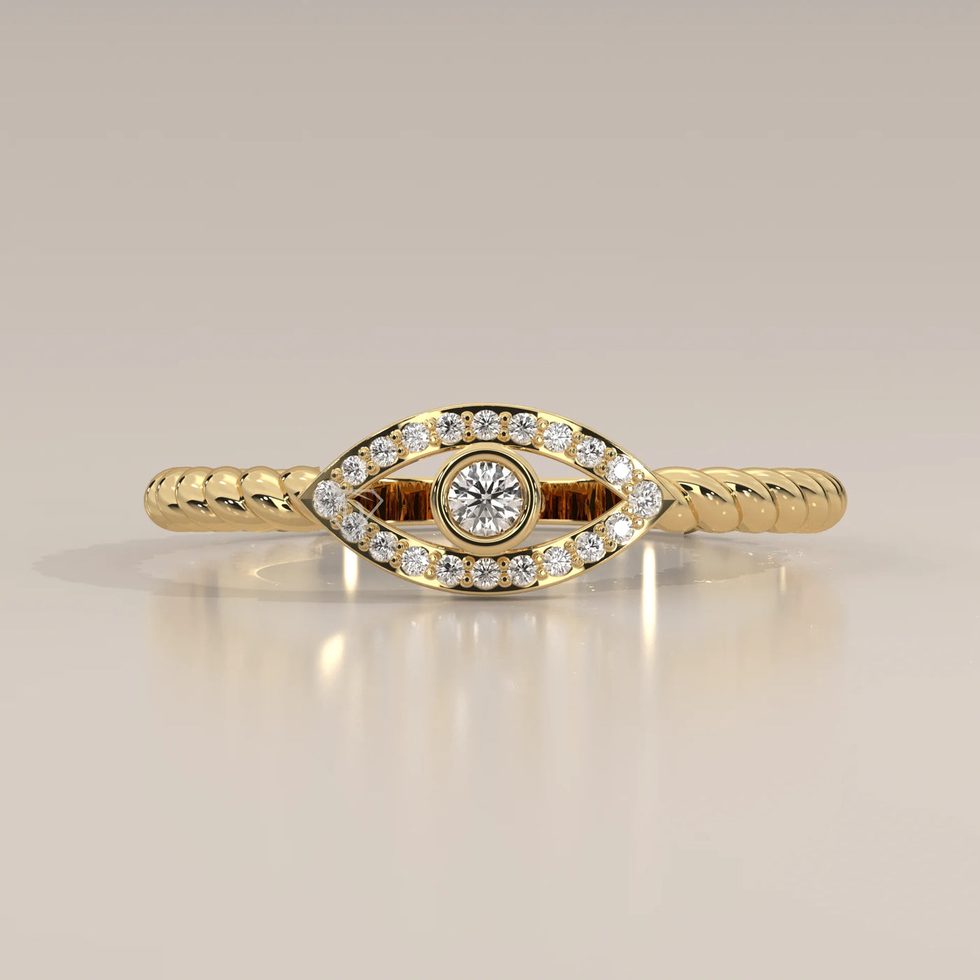 Side Profile: Round Diamond Ring with Twisted Setting in Yellow Gold – Lab Grown – Driona Jewels