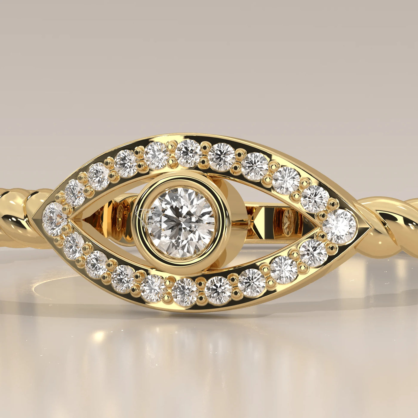 Stone Detail: Round Lab Grown Diamonds in Twisted Setting – Yellow Gold – Driona Jewels