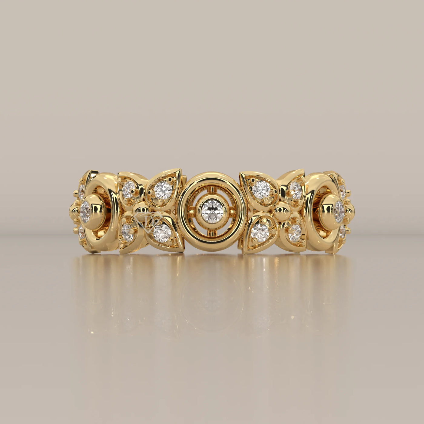 Side Profile: Round Diamond Statement Ring with Filigree Setting in Yellow Gold – Lab Grown – Driona Jewels