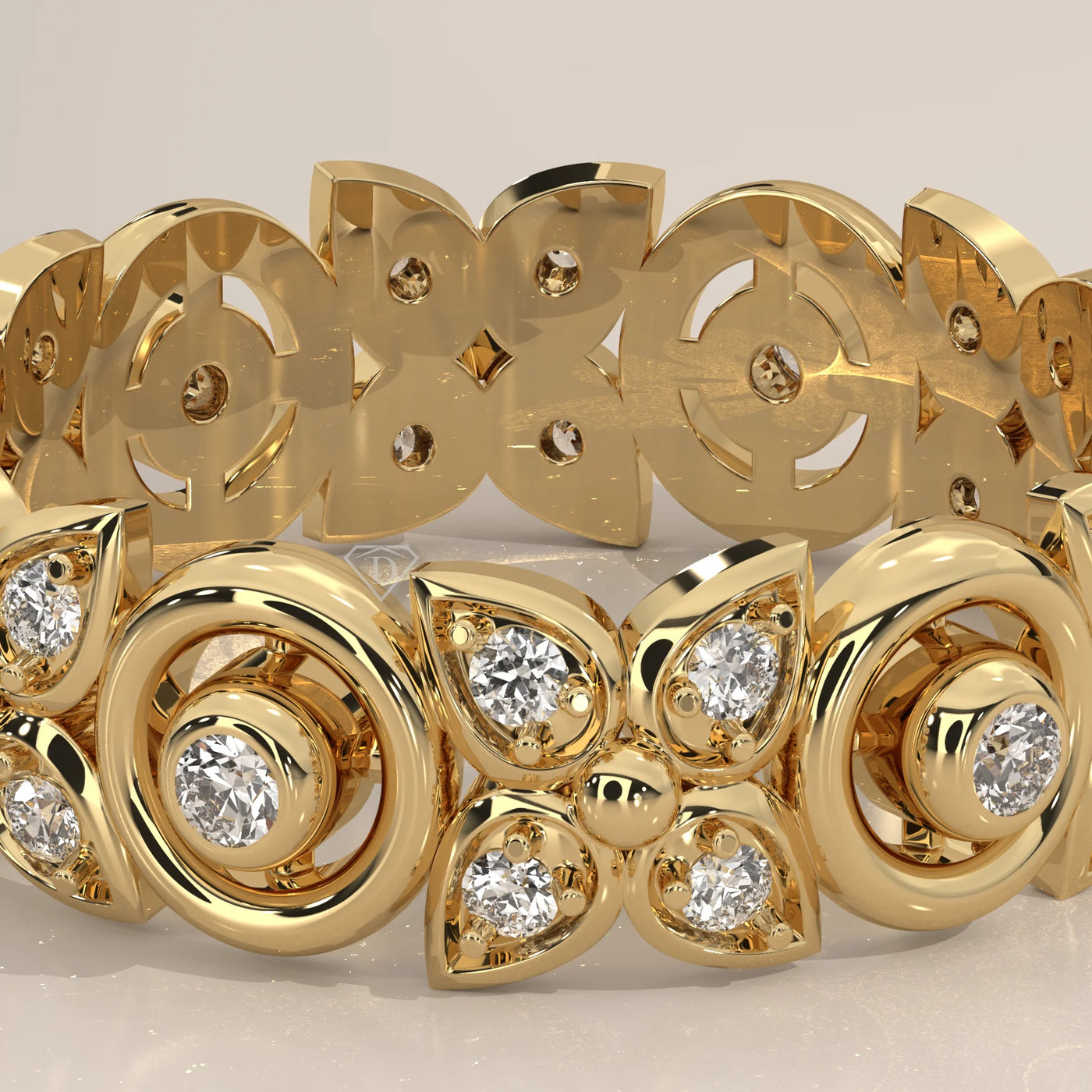Stone Detail: Round Lab Grown Diamonds in Filigree Setting – Yellow Gold – Driona Jewels