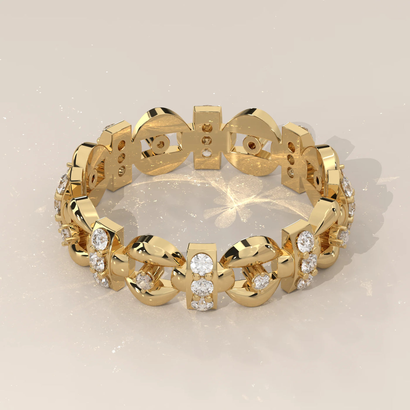 Top View: Round Diamond Eternity Ring with Eternity Setting in Yellow Gold – Lab Grown – Driona Jewels