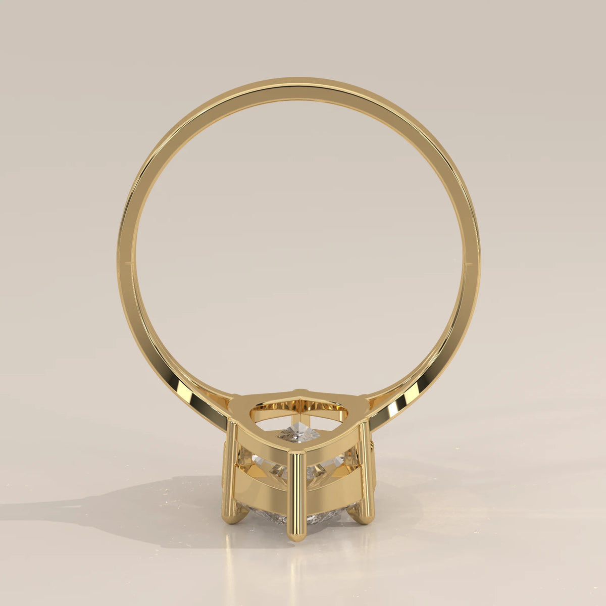 Hage 5 Carat Marquise Lab Grown Diamond Solitaire, Split Shank in yellow gold, side profile view.