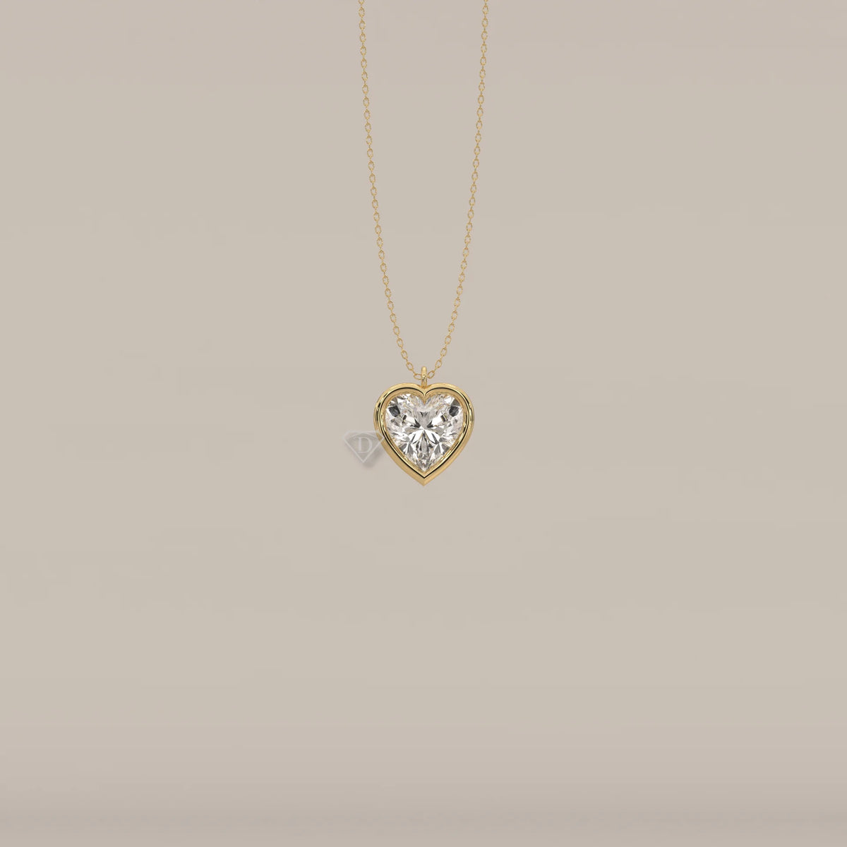 A delicate gold chain necklace featuring a heart-shaped diamond.