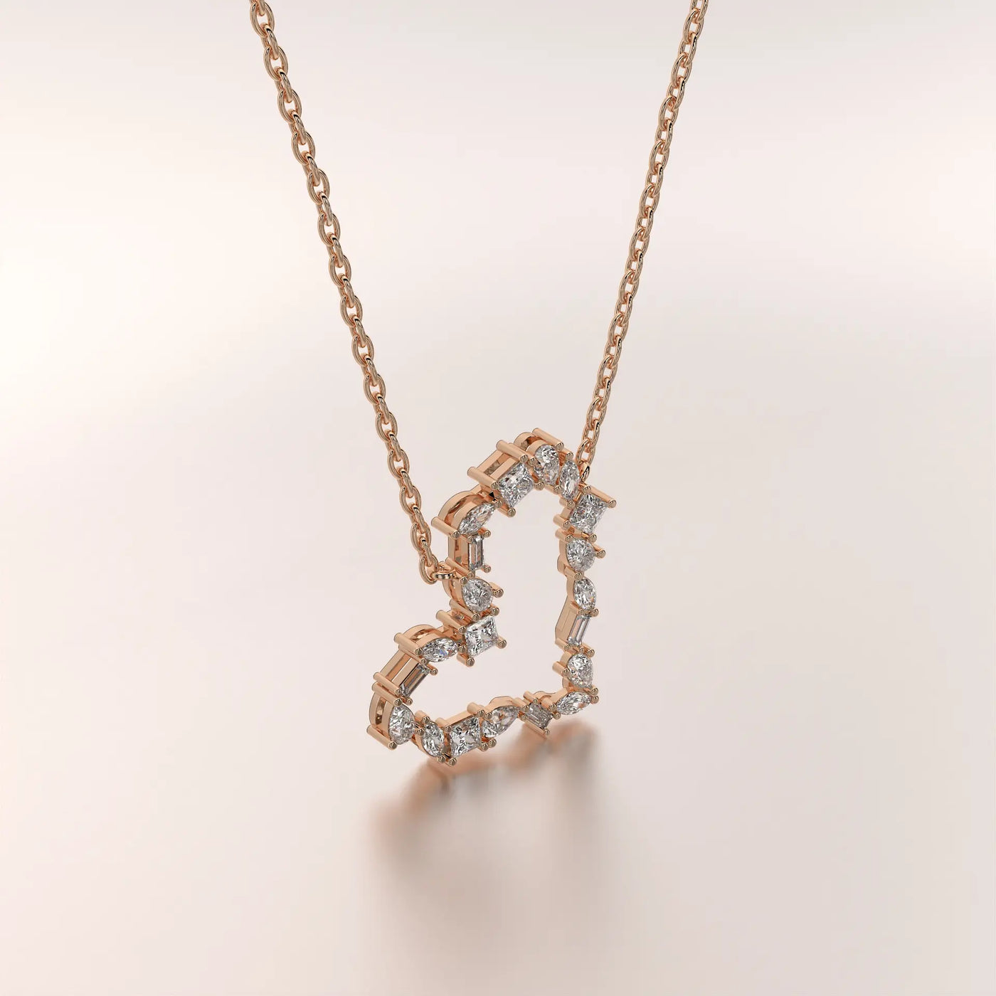 heart diamond rose gold front