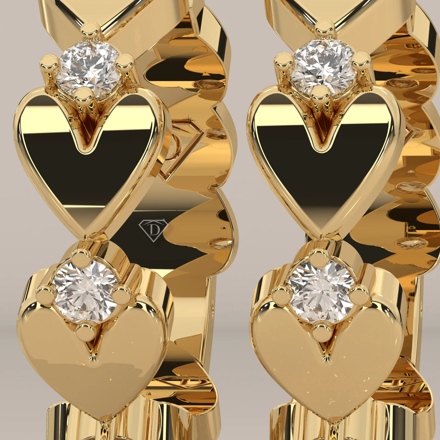 Stone Detail: Heart Lab Grown Diamonds in Prong Setting – Yellow Gold – Driona Jewels