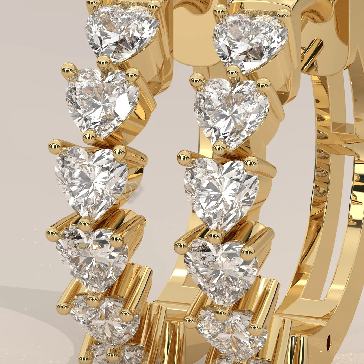 Stone Detail: Heart Lab Grown Diamonds in Prong Setting – Yellow Gold – Driona Jewels