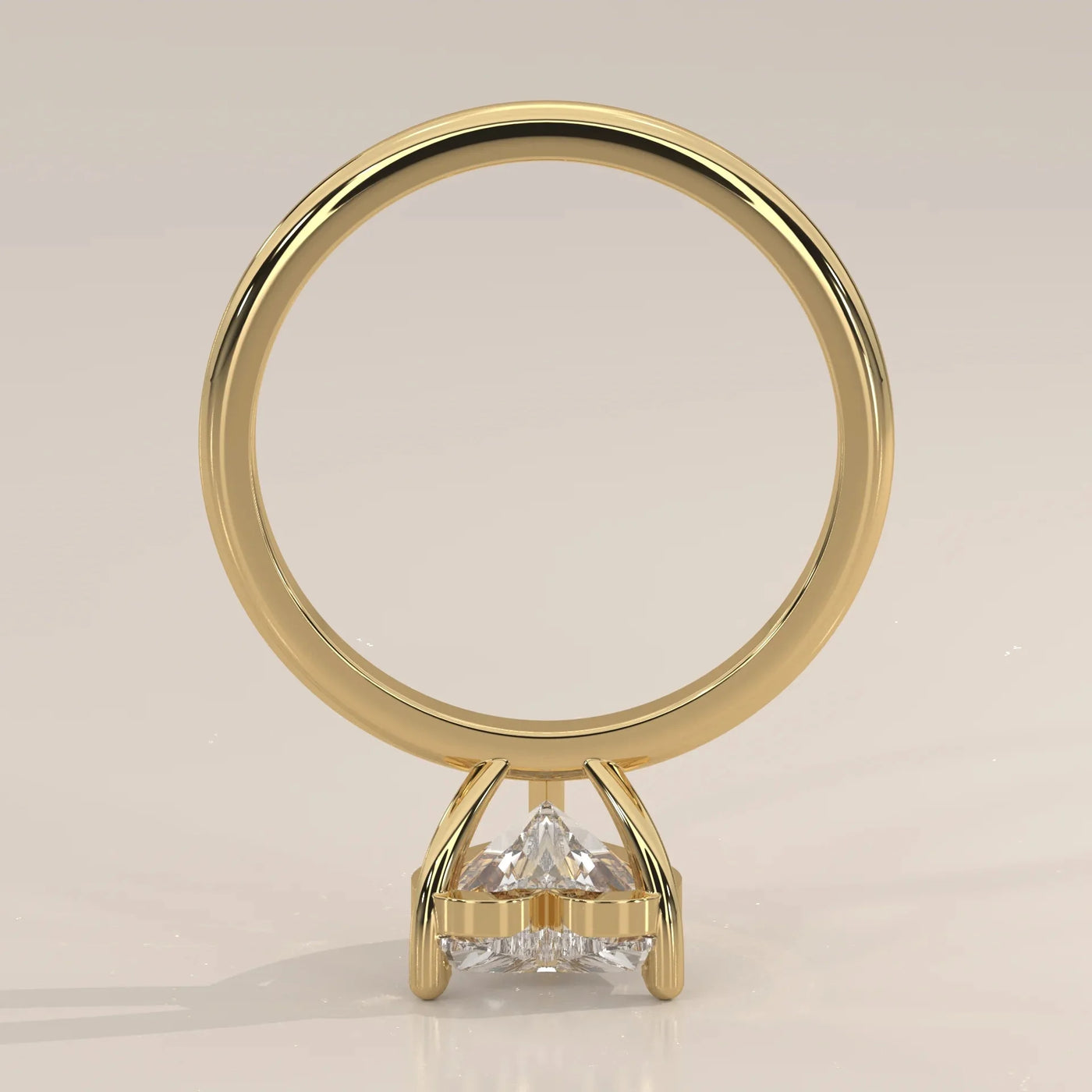Angle View: Heart Diamond Ring with Solitaire Setting in Yellow Gold – Lab Grown – Driona Jewels
