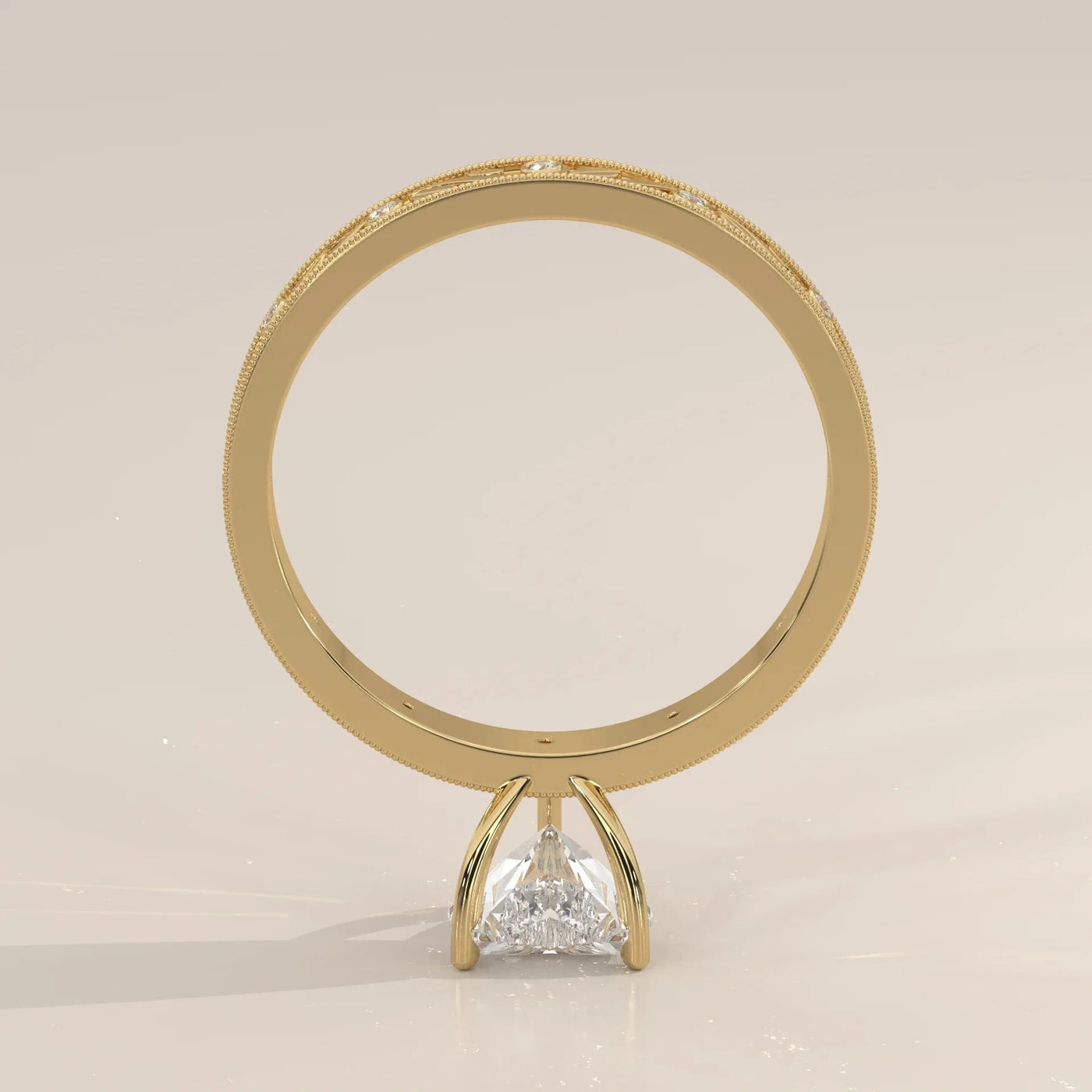 Side Profile: Heart Diamond Ring with Solitaire Setting in Yellow Gold – Lab Grown – Driona Jewels