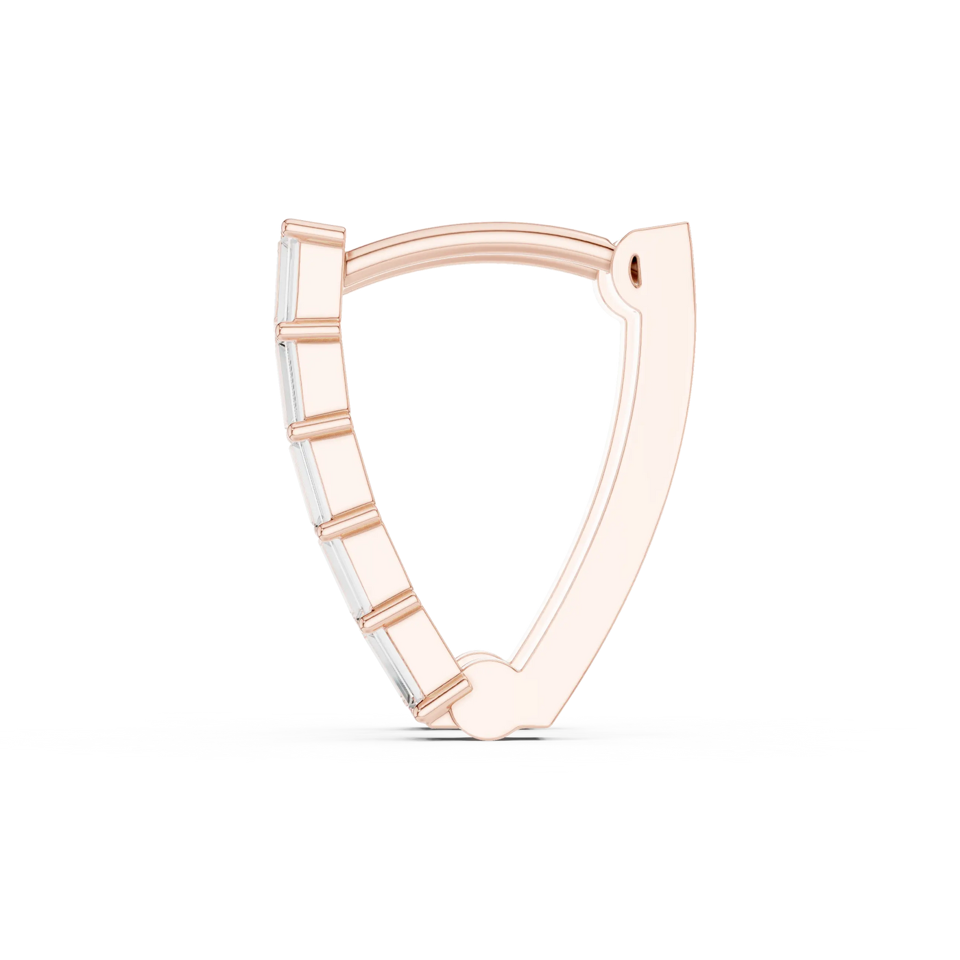 Front-view: Round Diamond Hoop with Bezel Setting in 14k Rose Gold - Lab Grown - Driona Jewels