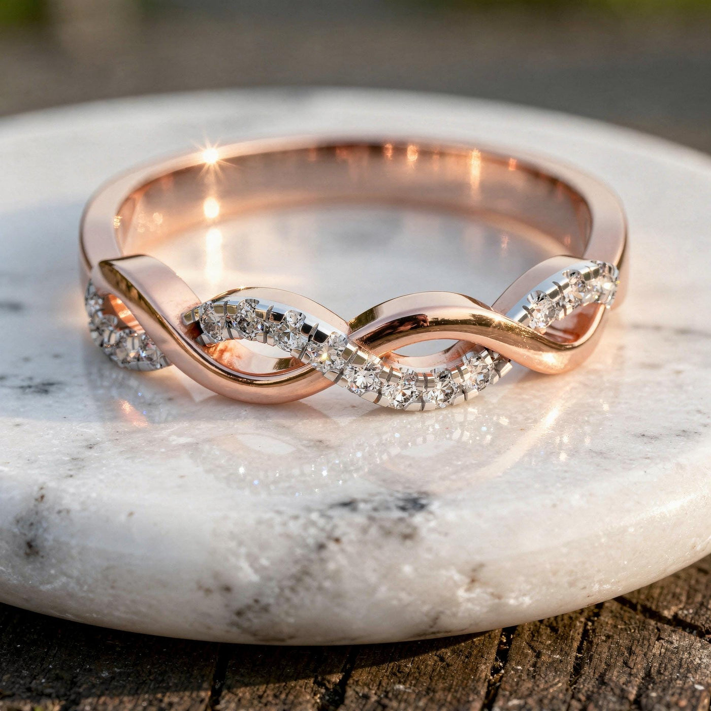 Pavé Infinity Crossover Lab Grown Diamond Wedding Band