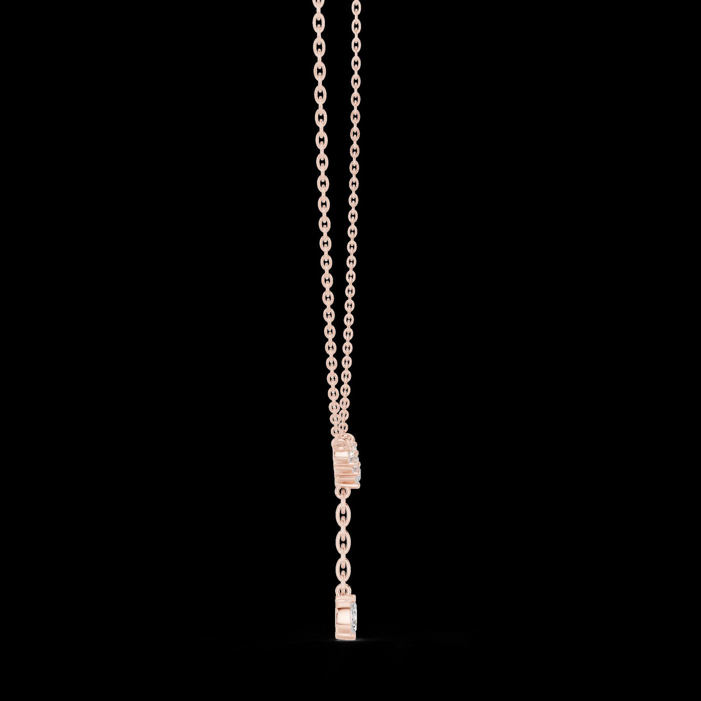 Diamond V Drop Necklace with Marquise Pendant in 14K Rose Gold