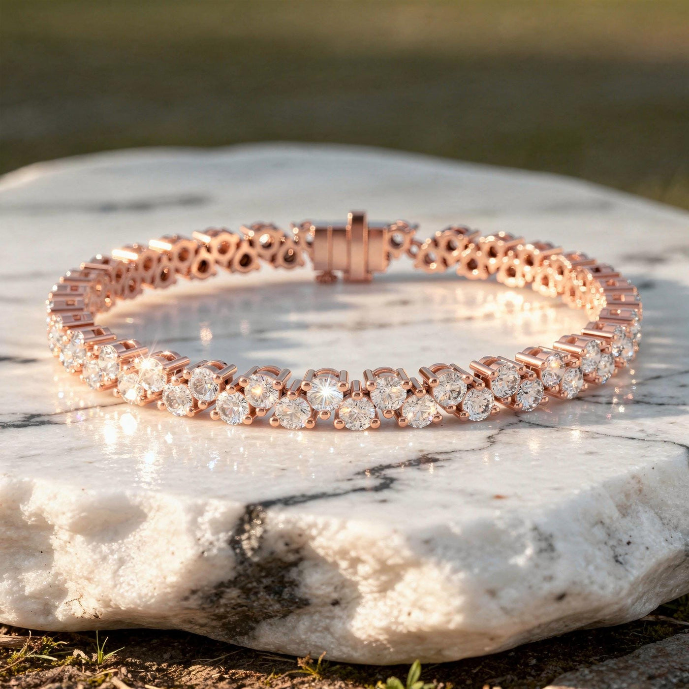 Round Lab Grown Diamond Tennis Bracelet with Scalloped Links