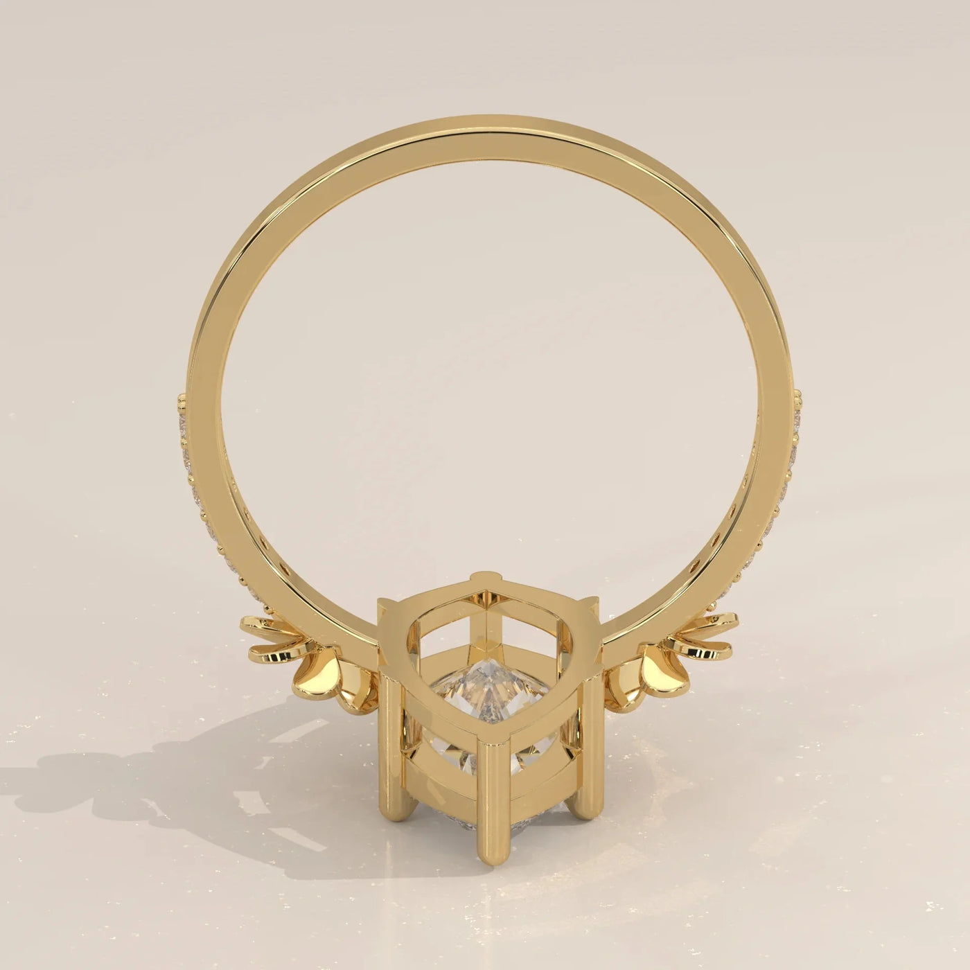 Side Profile: Marquise Diamond Ring with Cluster Setting in Yellow Gold – Lab Grown – Driona Jewels