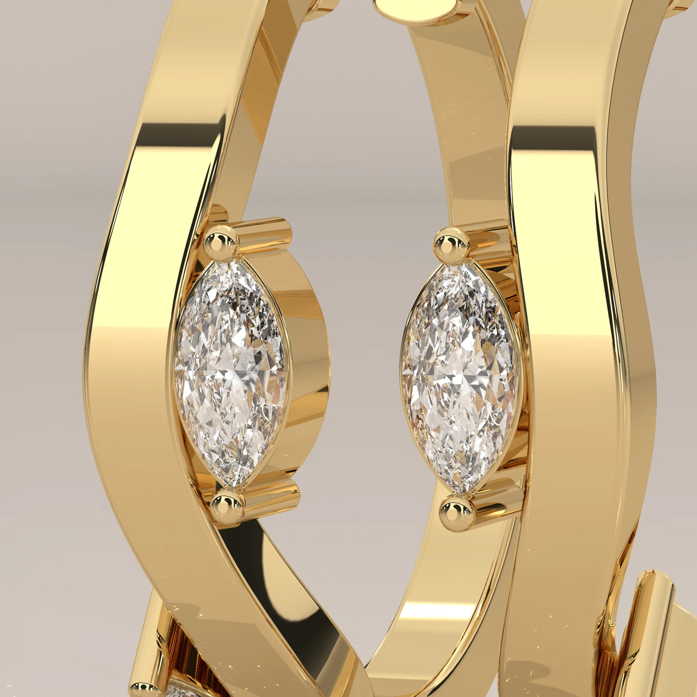 Stone Detail: Marquise Lab Grown Diamonds in Prong Setting – Yellow Gold – Driona Jewels