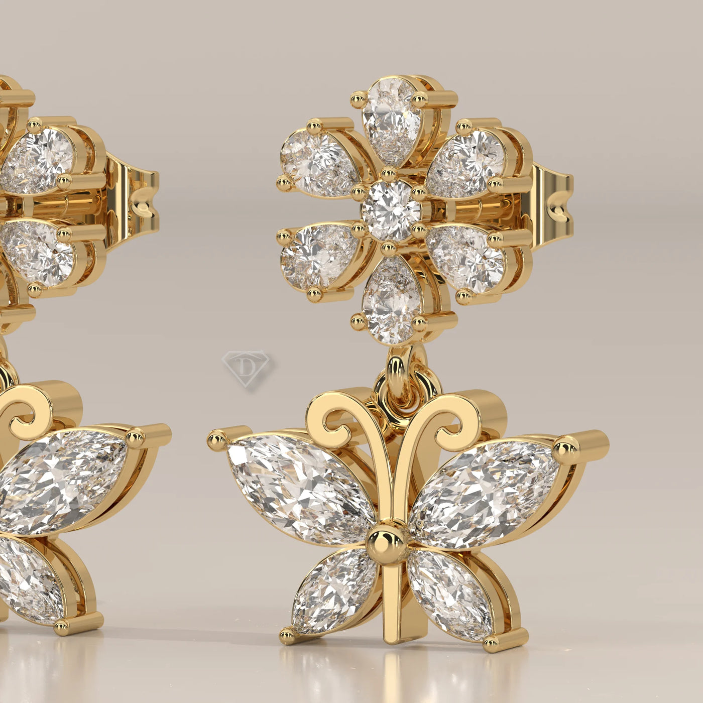 Stone Detail: Marquise Lab Grown Diamonds in Prong Setting – Yellow Gold – Driona Jewels