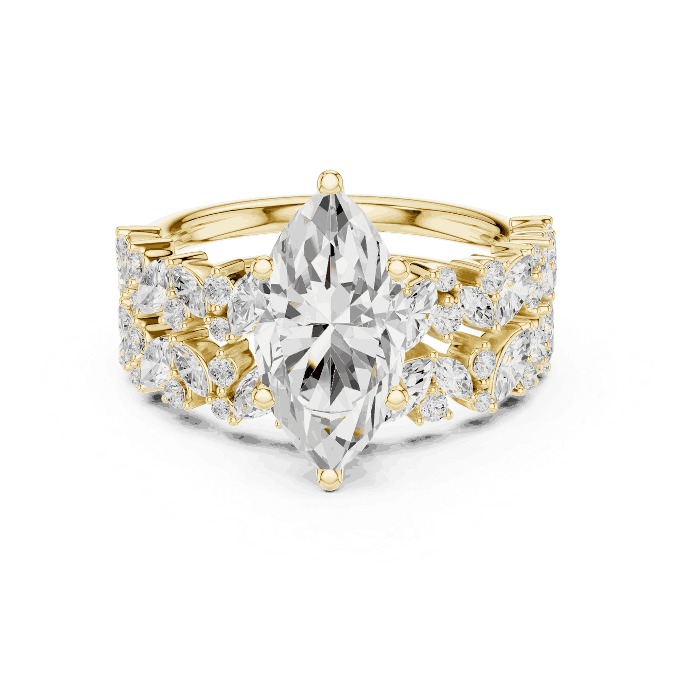 Marquise Diamond Floral Halo Engagement Ring Rose Gold 18K | Lab Grown | Driona Jewels