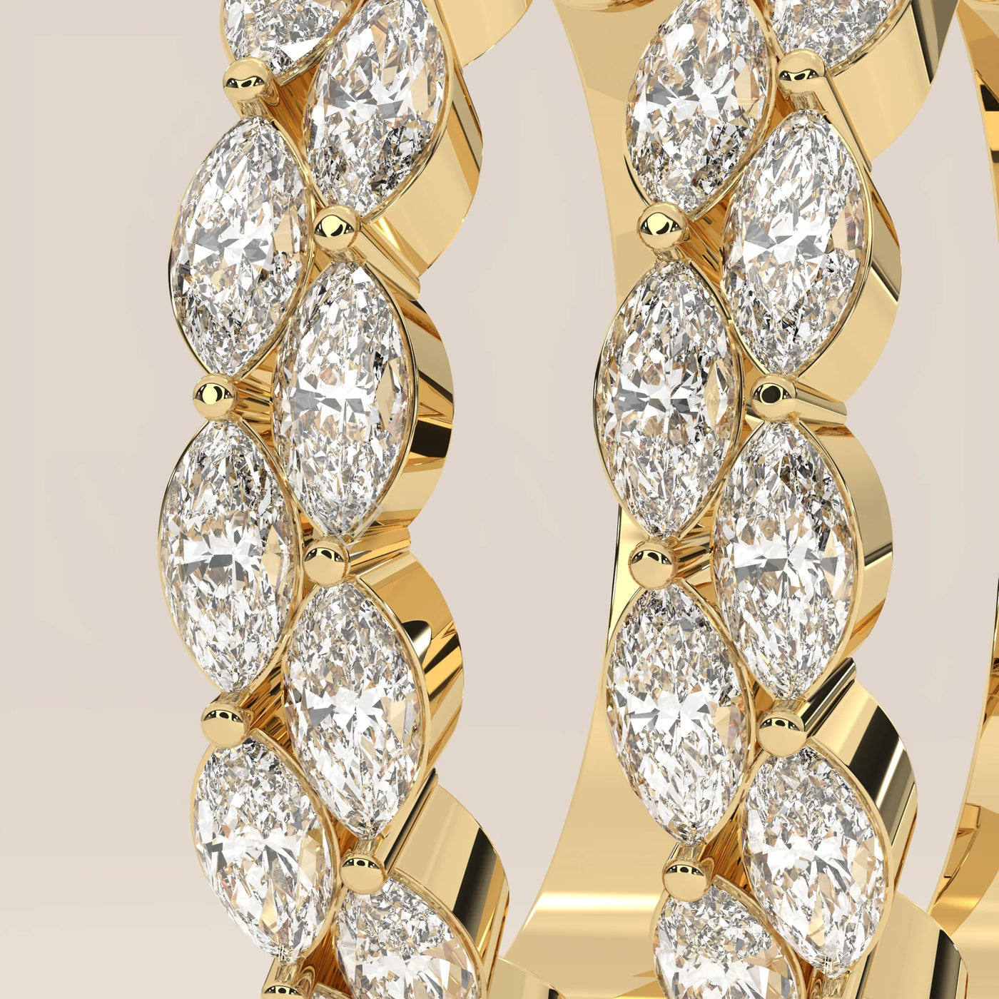 Stone Detail: Marquise Lab Grown Diamonds in Prong Setting – Yellow Gold – Driona Jewels