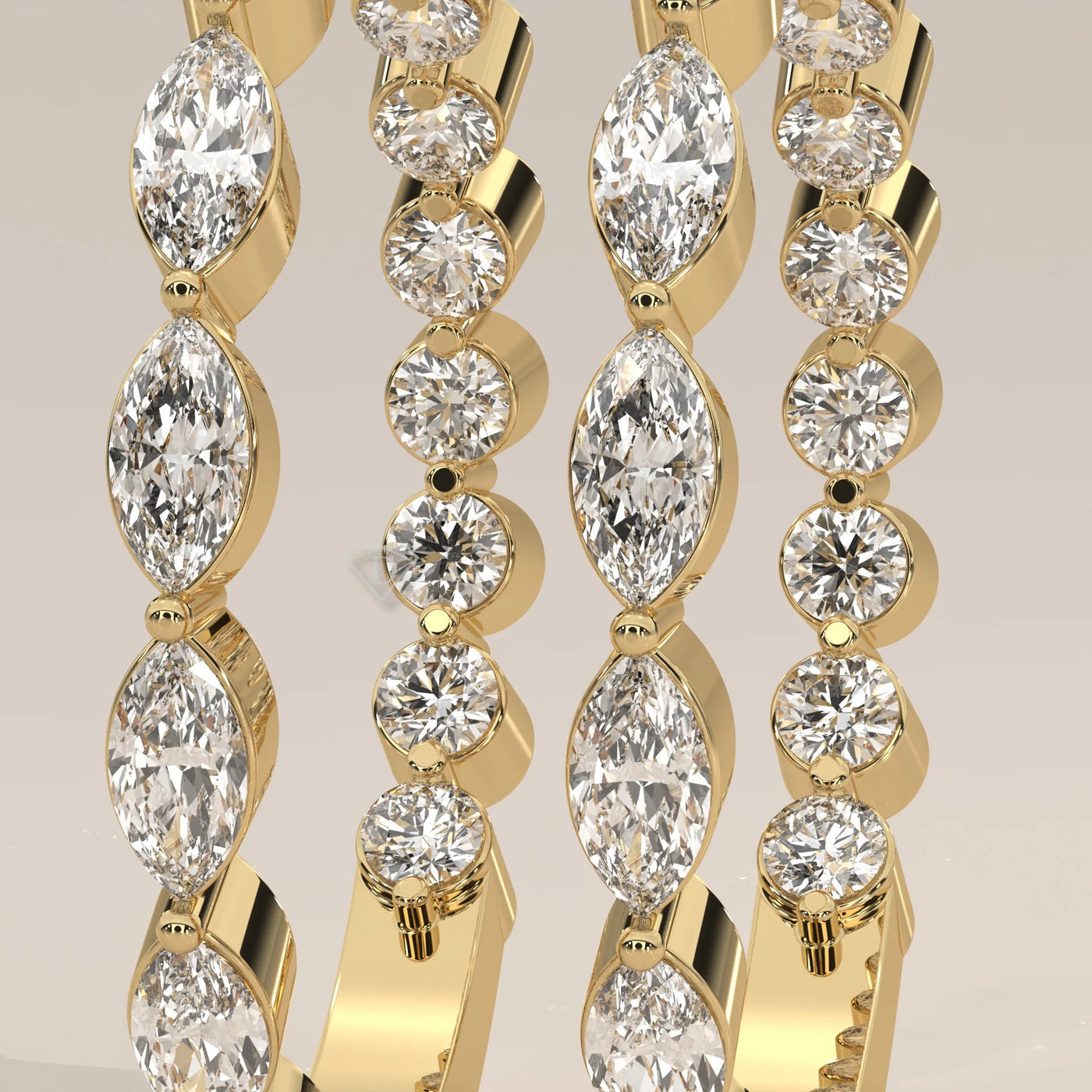Stone Detail: Marquise Lab Grown Diamonds in Prong Setting – Yellow Gold – Driona Jewels