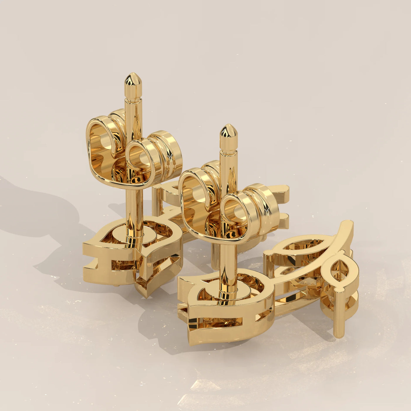 Angle View: Marquise Diamond Ear Climber Earrings with Prong Setting in Yellow Gold – Lab Grown – Driona Jewels
