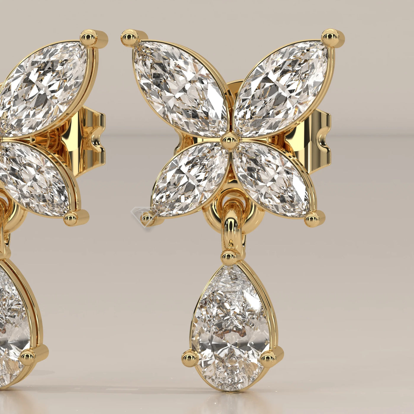 Stone Detail: Marquise Lab Grown Diamonds in Prong Setting – Yellow Gold – Driona Jewels