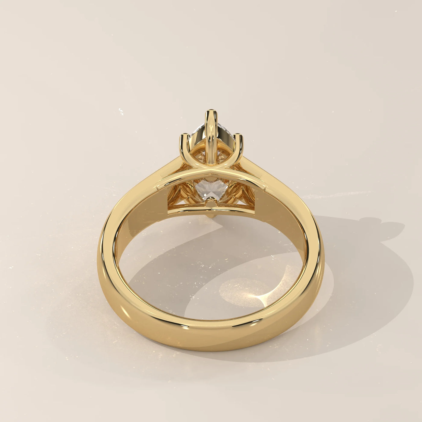 Top View: Marquise Diamond Engagement Ring with Solitaire Setting in Yellow Gold – Lab Grown – Driona Jewels