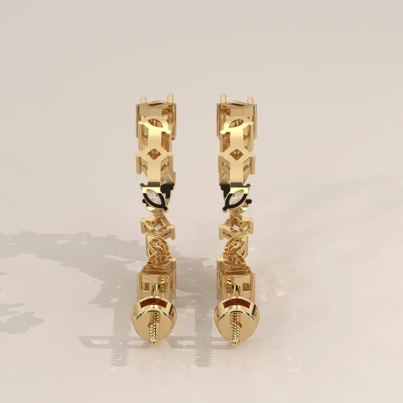 Side Profile: Round Diamond Hoop Earrings with Cluster Setting in Yellow Gold – Lab Grown – Driona Jewels