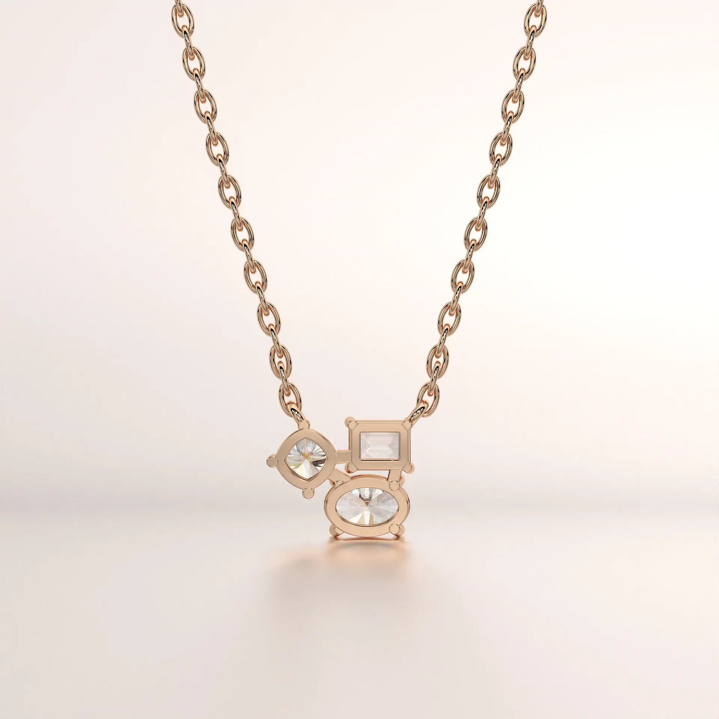 necklace diamond diamond rose gold 18k front