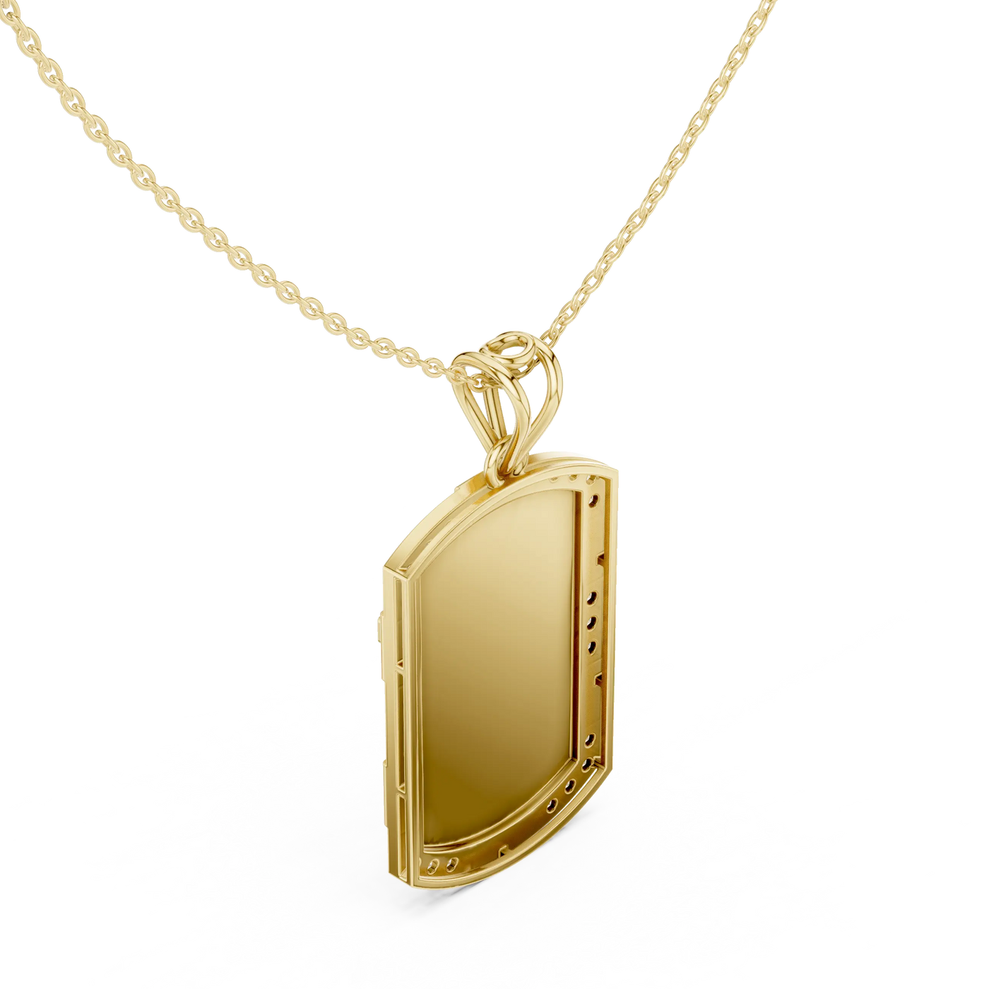 Front-View: Rectangle Diamond Necklace with Prong Setting in 14k Gold - Lab Grown - Driona Jewels