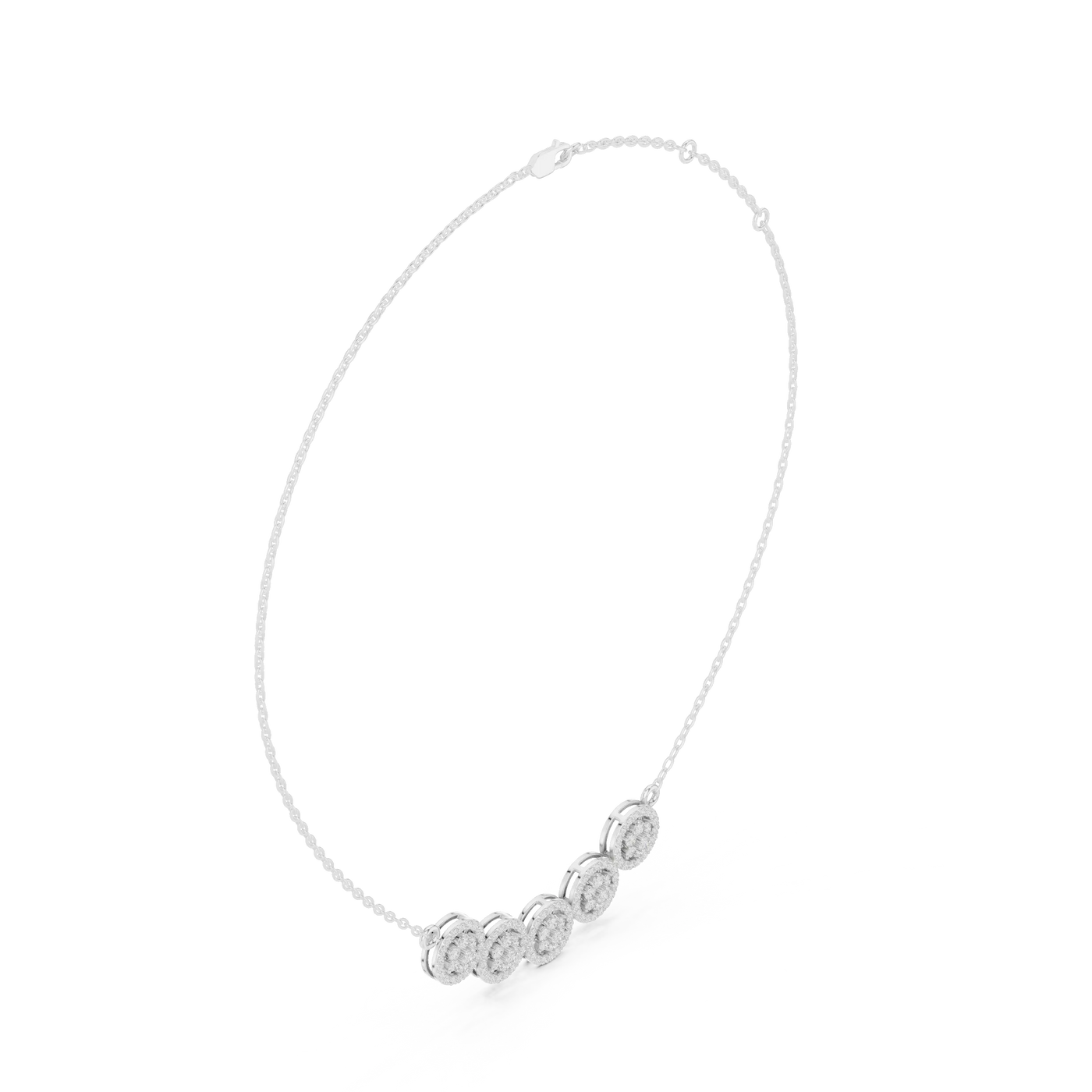Front-view: Round Diamond Necklace with Bezel Setting in 14k White Gold - Lab Grown - Driona Jewels