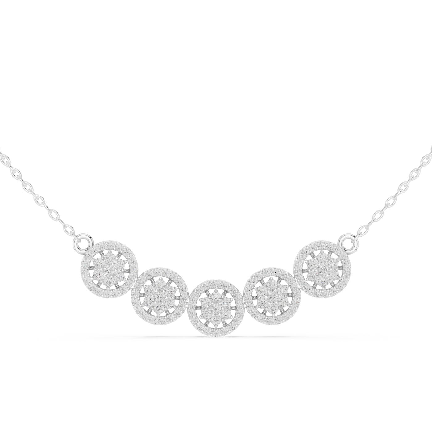 Front-View: Round Diamond Necklace with Bezel Setting in 14k White Gold - Lab Grown - Driona Jewels