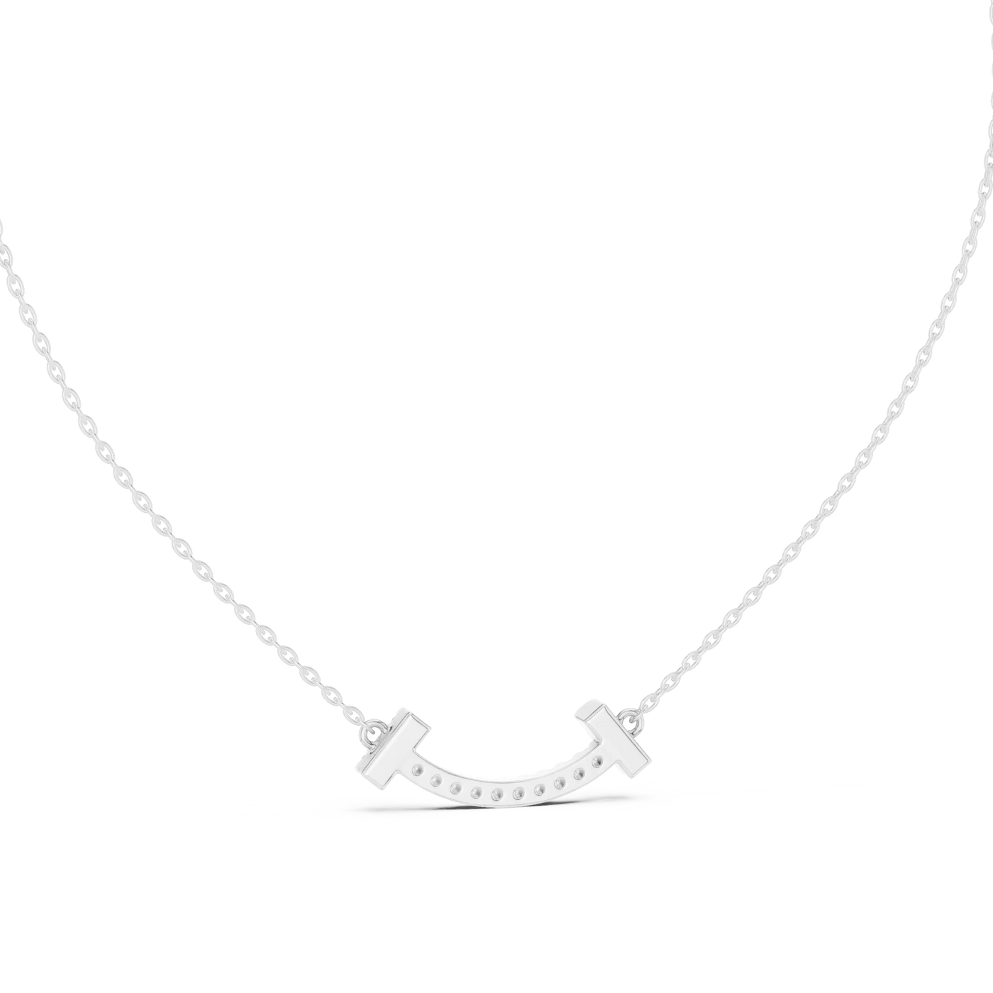 Front View: Round Diamond Necklace with Bezel Setting in 14k White Gold - Lab Grown - Driona Jewels