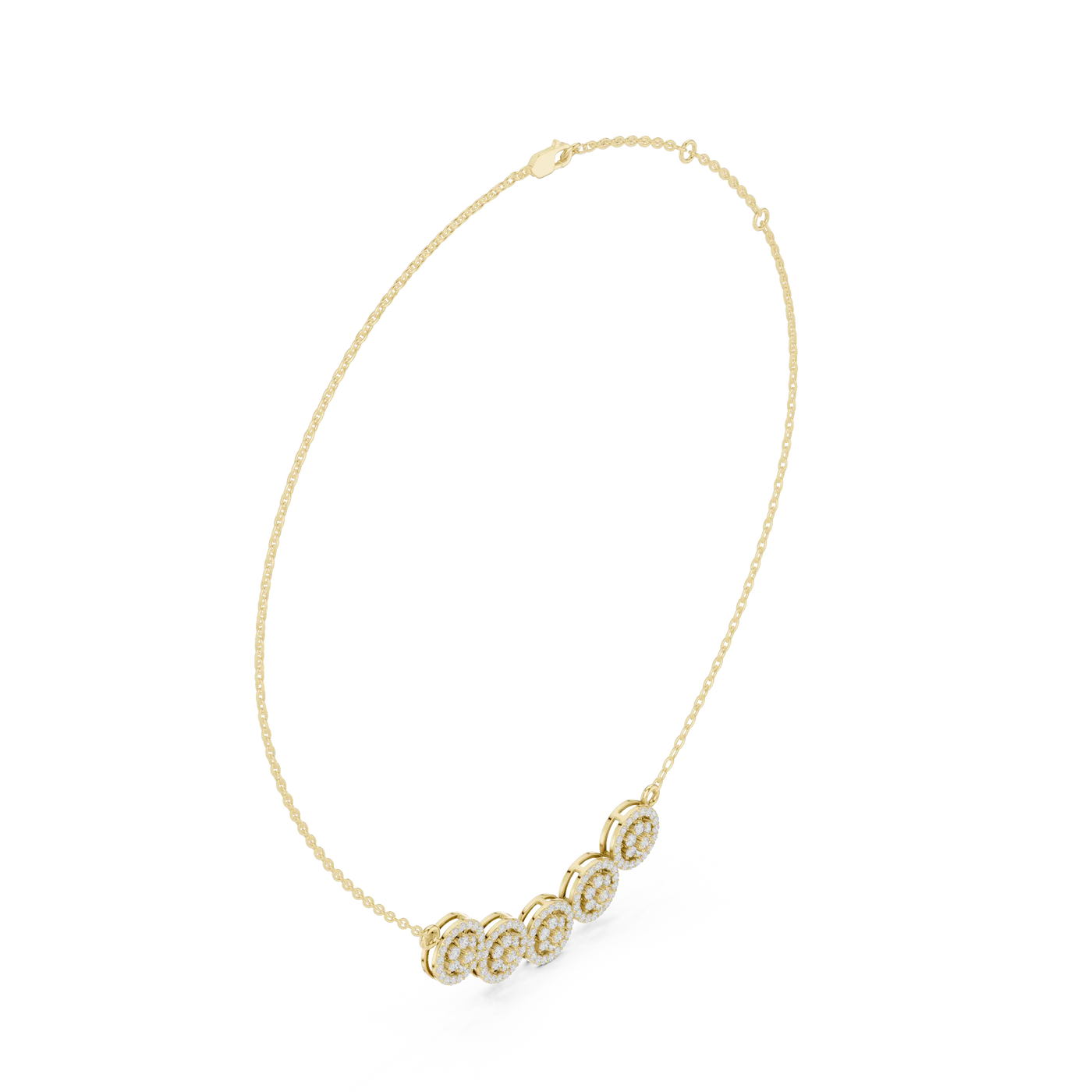 Front-View: Round Diamond Necklace with Bezel Setting in 14k Yellow Gold - Lab Grown - Driona Jewels