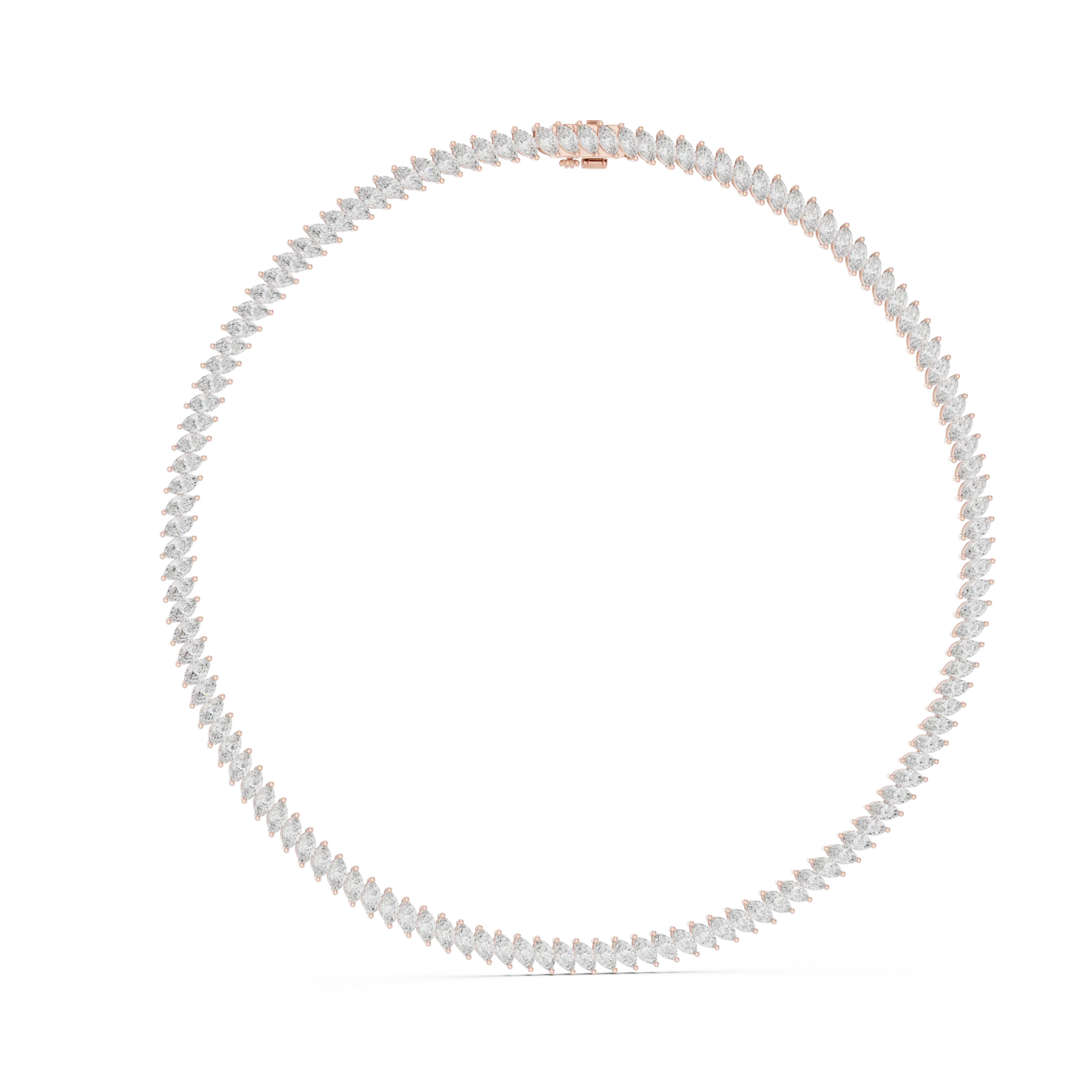 Front-View: Round Diamond Necklace with Pave Setting in 14k White Gold - Lab Grown - Driona Jewels