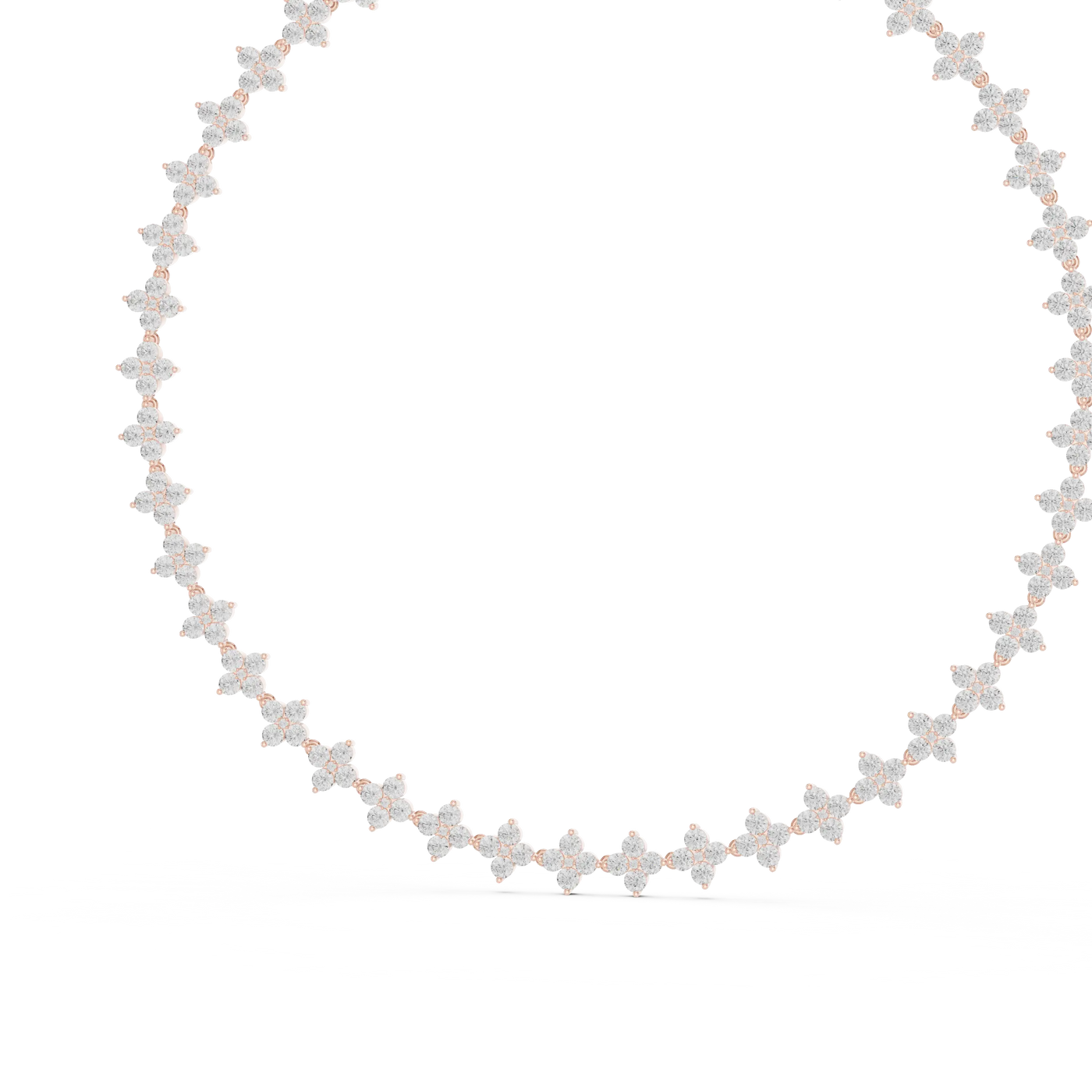 Front-view: Round Diamond Necklace with Pave Setting in 14k White Gold - Lab Grown - Driona Jewels
