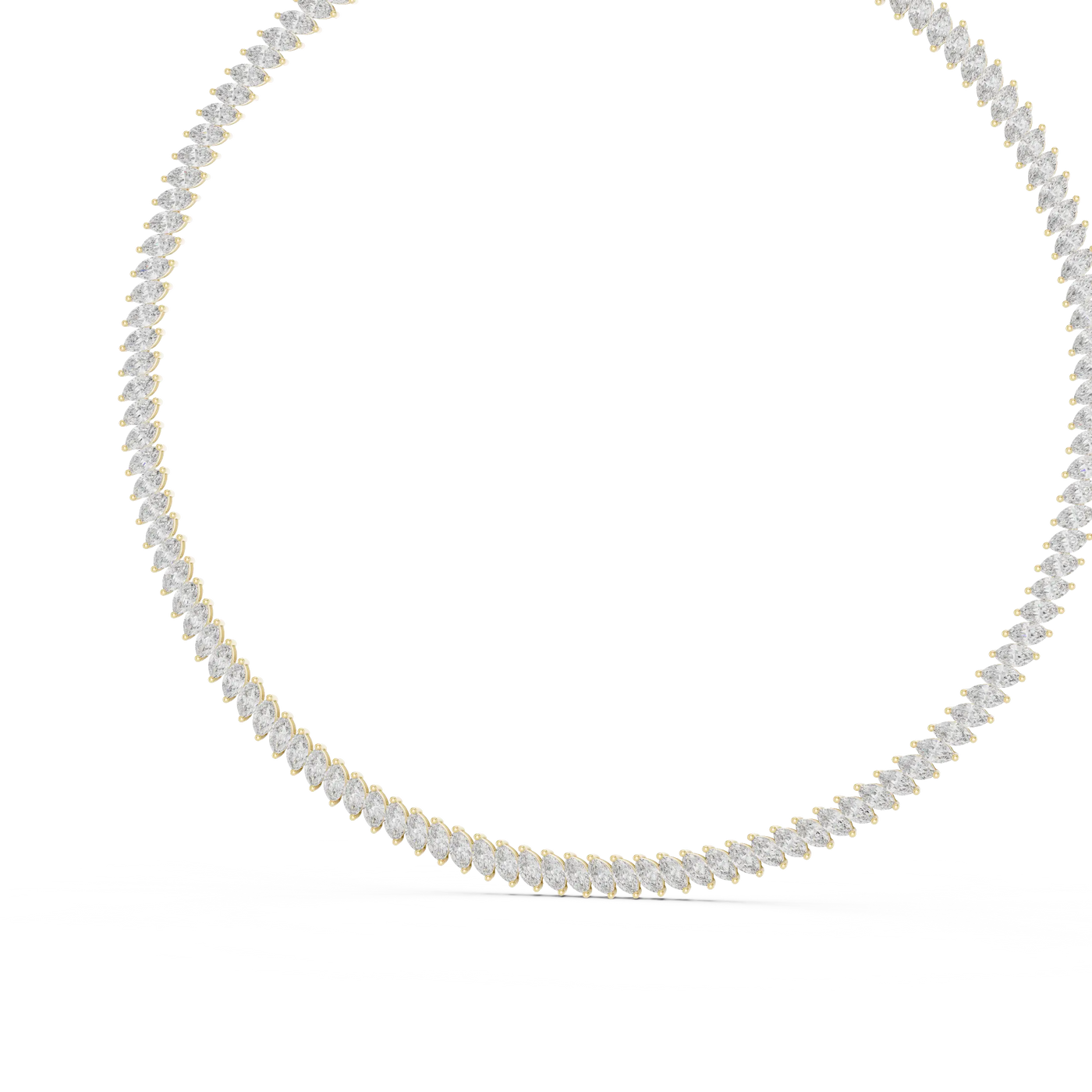 Front View: Round Diamond Necklace with Pave Setting in 14k Yellow Gold - Lab Grown - Driona Jewels