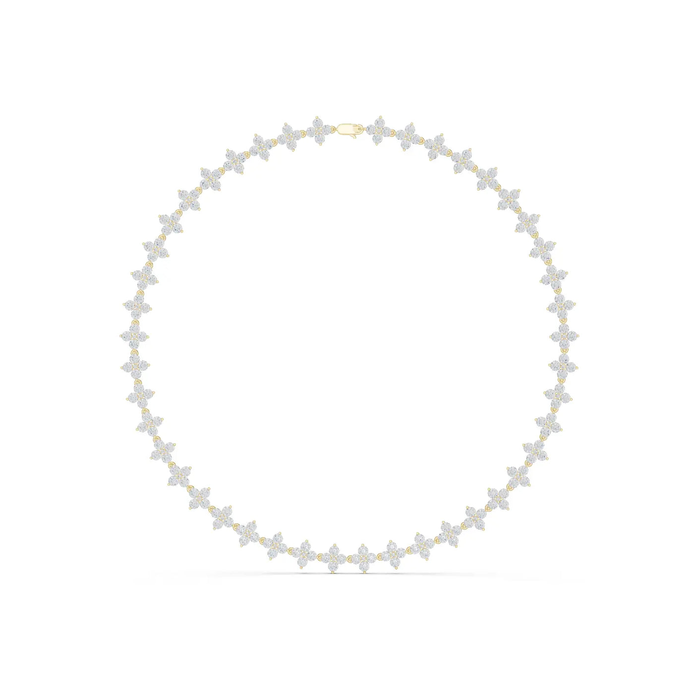 Front View: Round Diamond Necklace with Pave Setting in 14k Yellow Gold - Lab Grown - Driona Jewels
