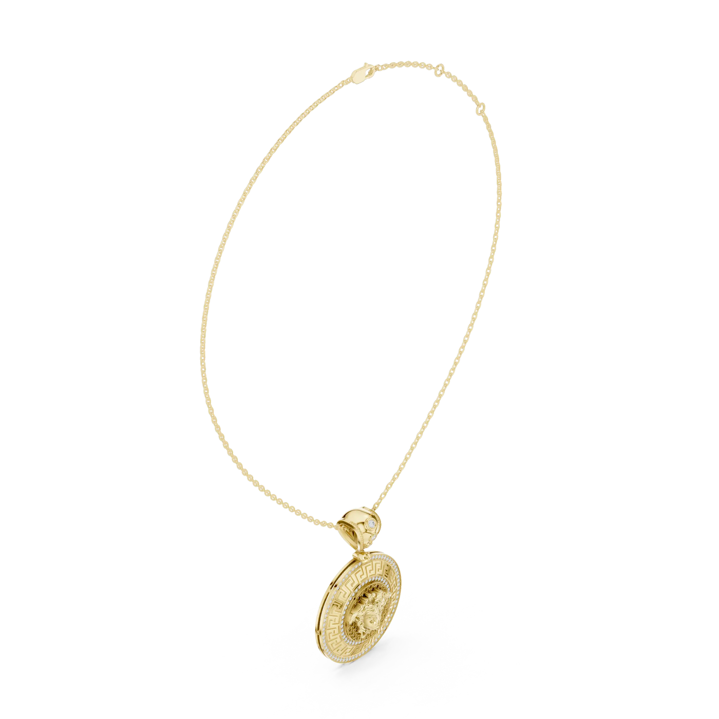 Front-View: Round Diamond Necklace with Pendant Setting in 14k Gold - Lab Grown - Driona Jewels