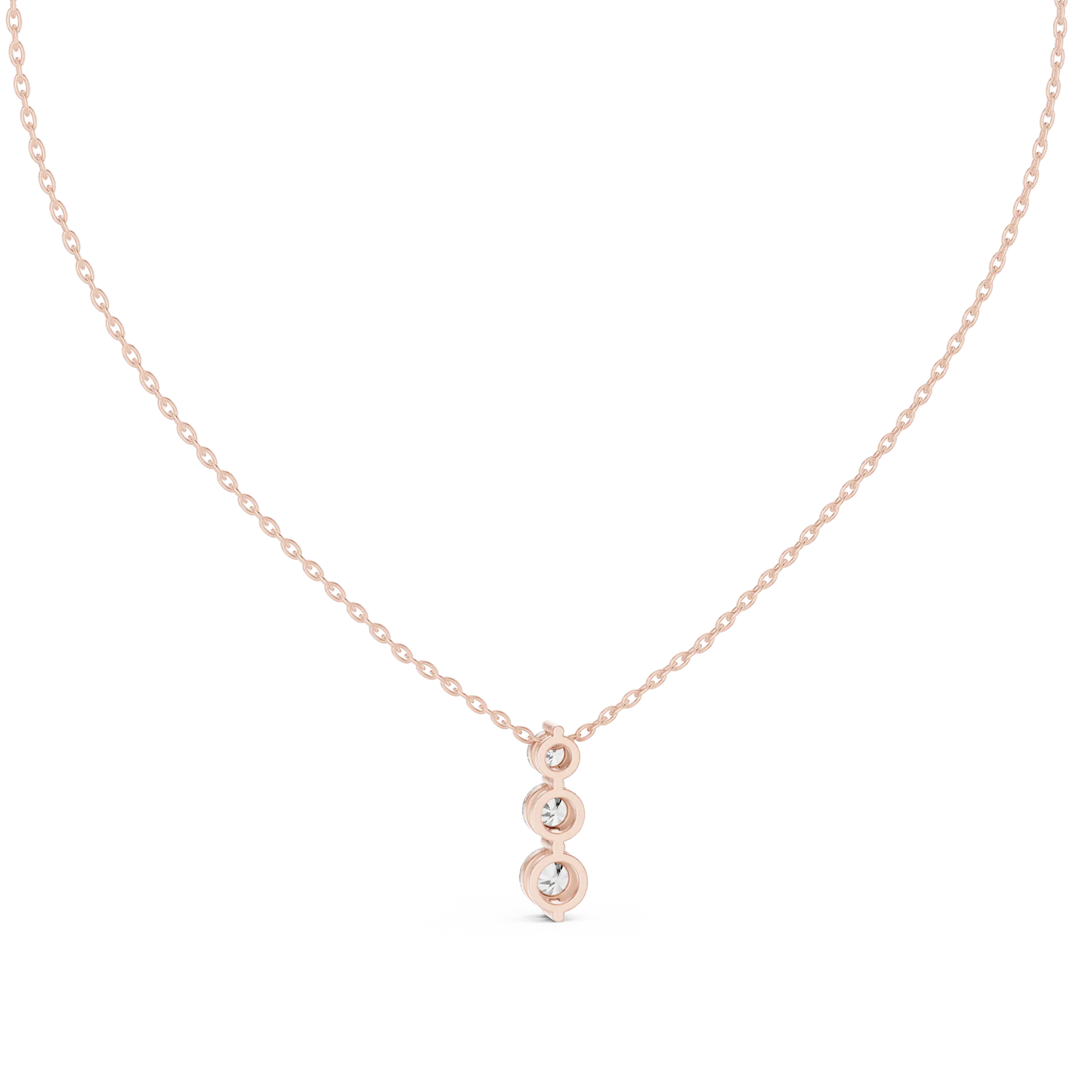 Front-View: Round Diamond Necklace with Pendant Setting in 14k Rose Gold - Lab Grown - Driona Jewels