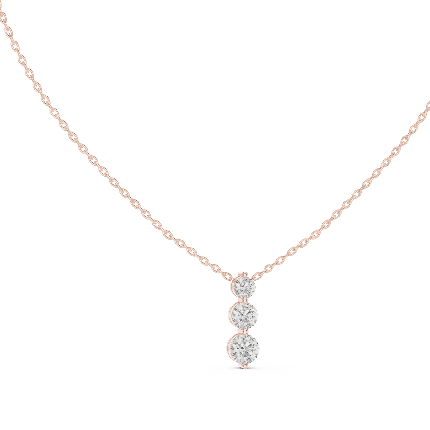 Front-view: Round Diamond Pendant with Pendant Setting in 14k Rose Gold - Lab Grown - Driona Jewels
