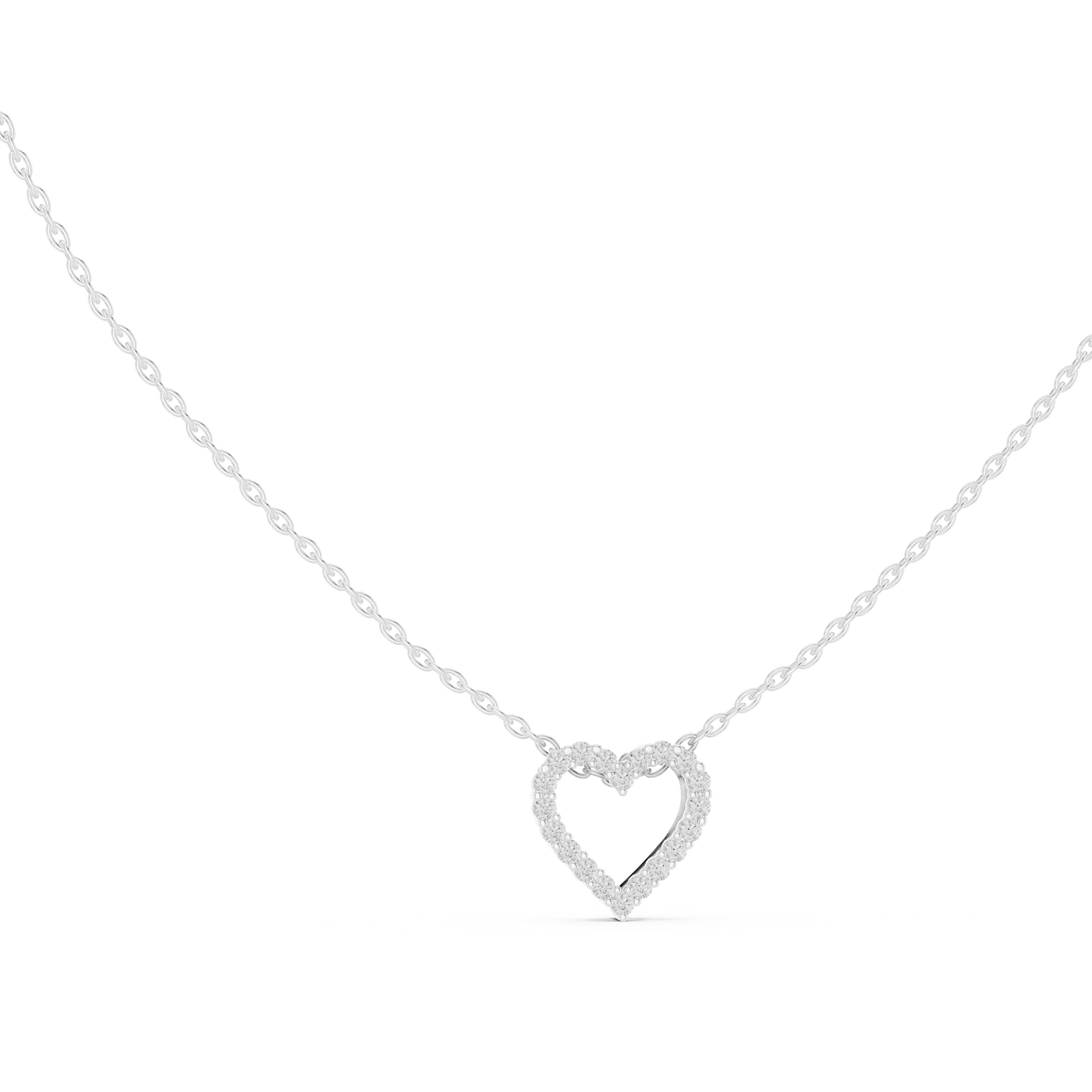 Front-view: Round Diamond Necklace with Pendant Setting in 925 Silver - Lab Grown - Driona Jewels