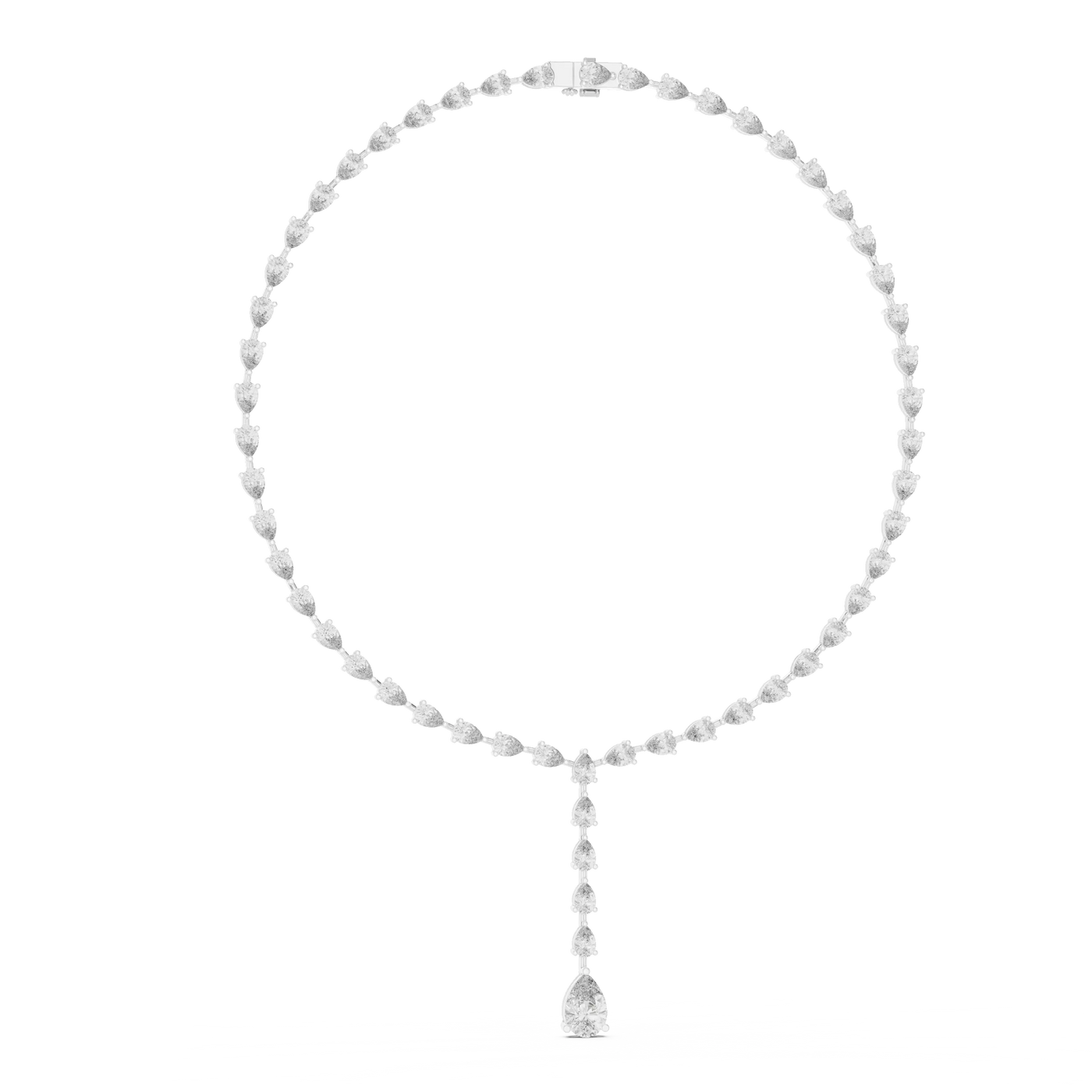 Front-view: Round Diamond Necklace with Pendant Setting in 14k White Gold - Lab Grown - Driona Jewels