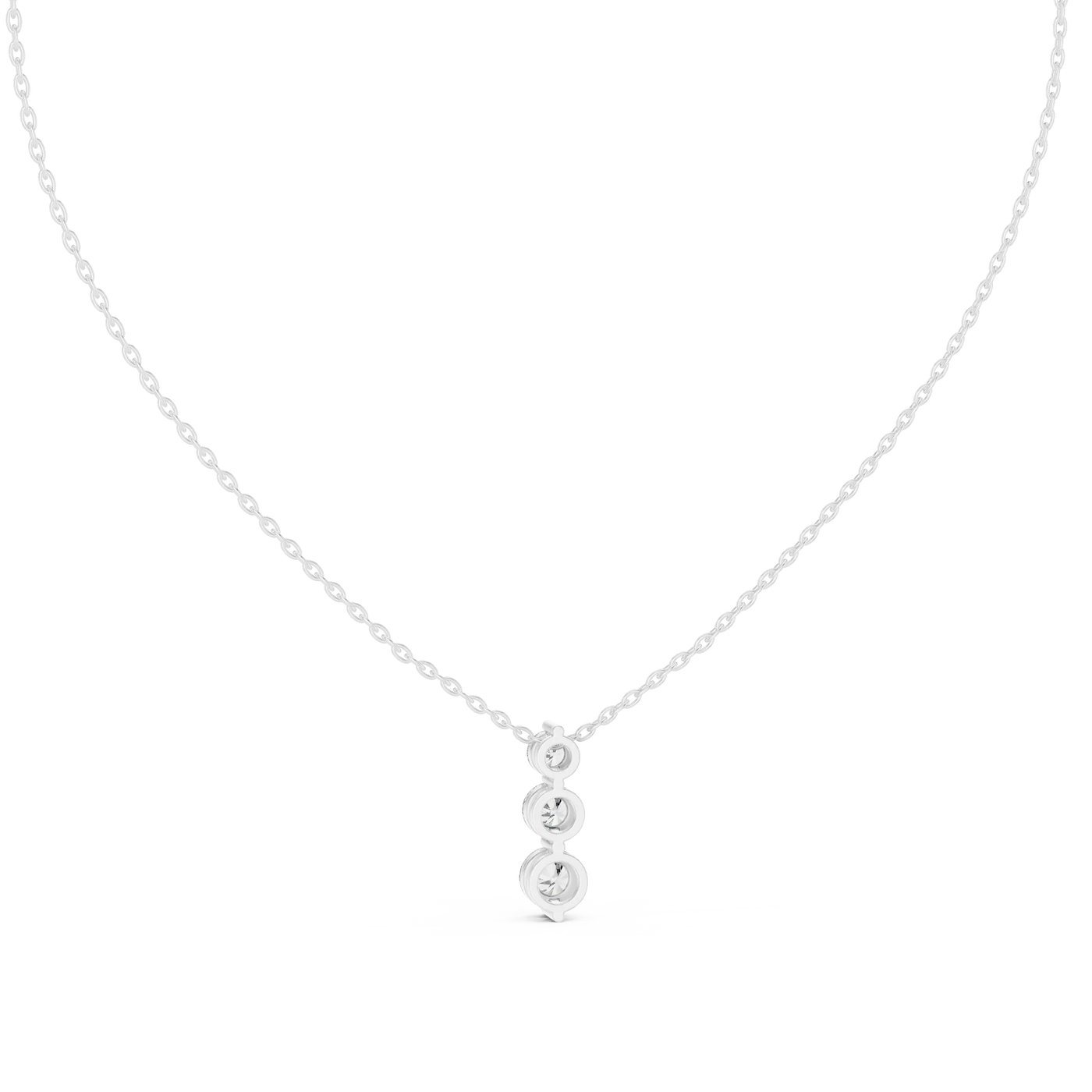 Front-View: Round Diamond Necklace with Pendant Setting in 14k White Gold - Lab Grown - Driona Jewels