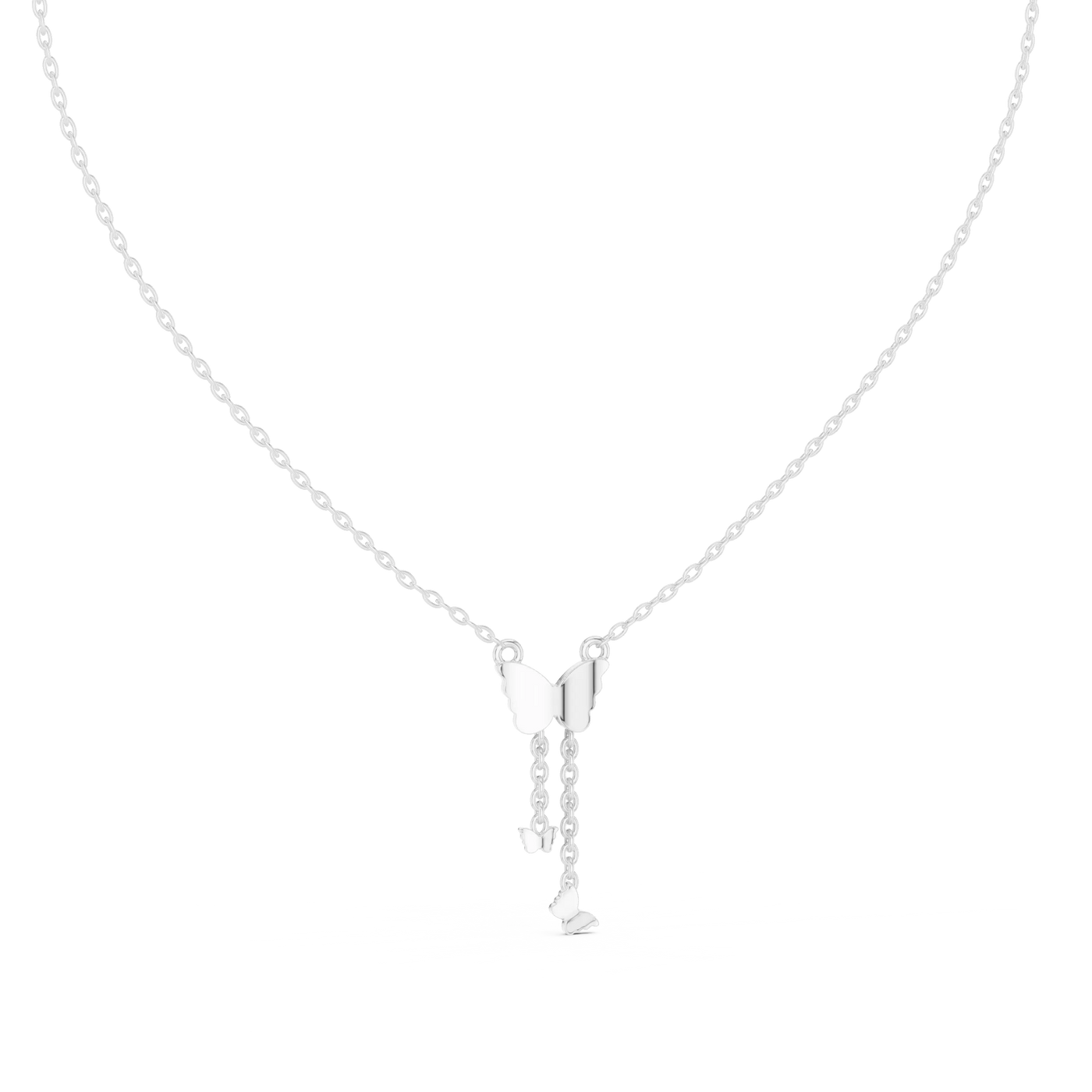 Front-view: Round Diamond Necklace with Pendant Setting in 14k White Gold - Lab Grown - Driona Jewels