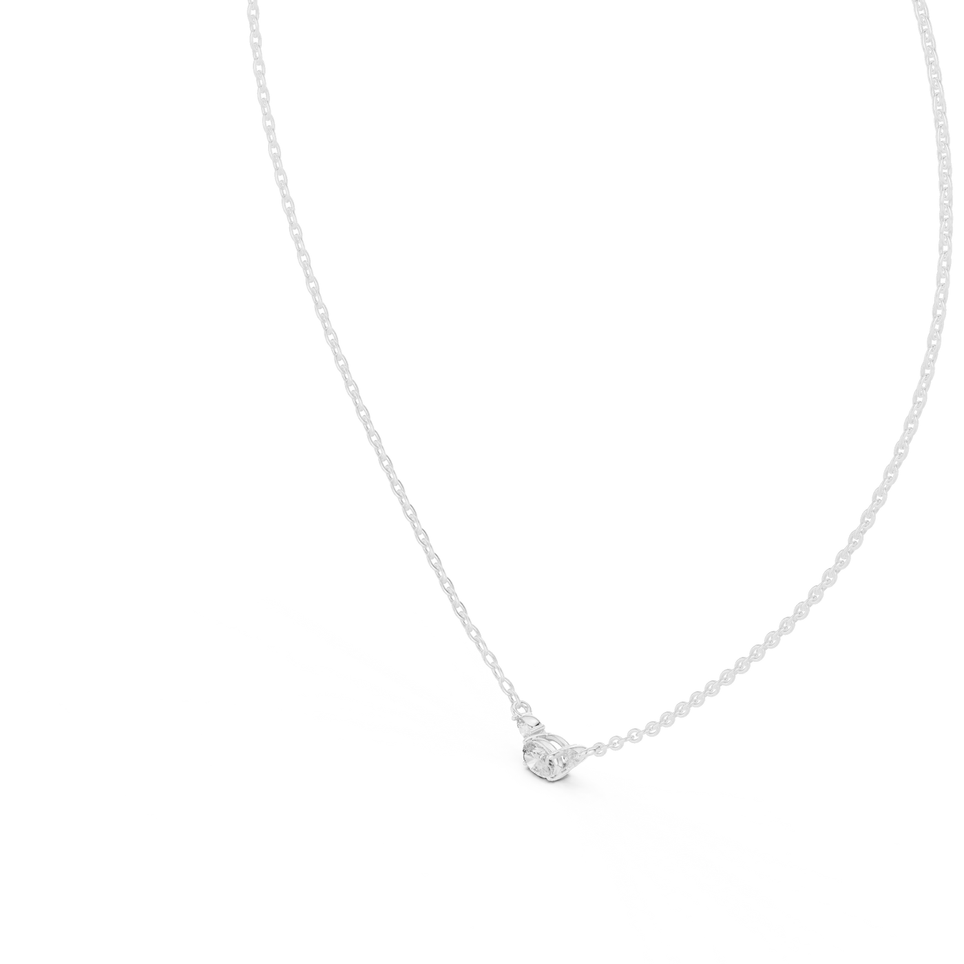 Front-view: Round Diamond Necklace with Pendant Setting in 14k White Gold - Lab Grown - Driona Jewels