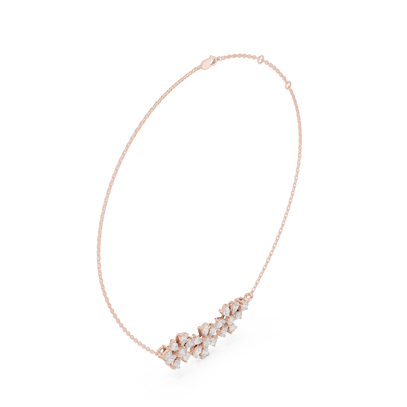 Front View: Round Diamond Necklace with Prong Setting in 14k Rose Gold - Lab Grown - Driona Jewels